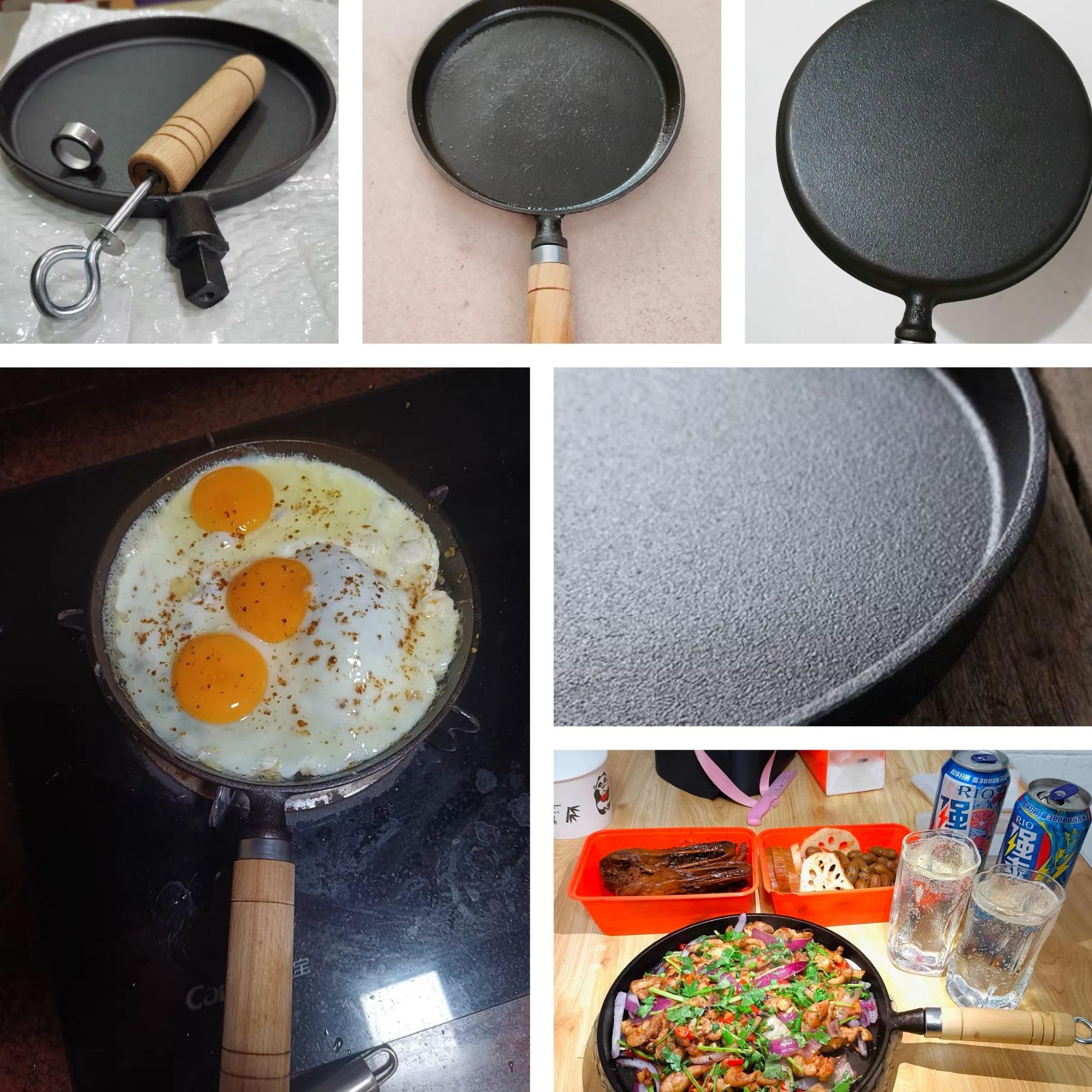 Ronde gietijzeren grillpan met houten handvat - 28cm - Ronneby Bruk - Kookcomfort