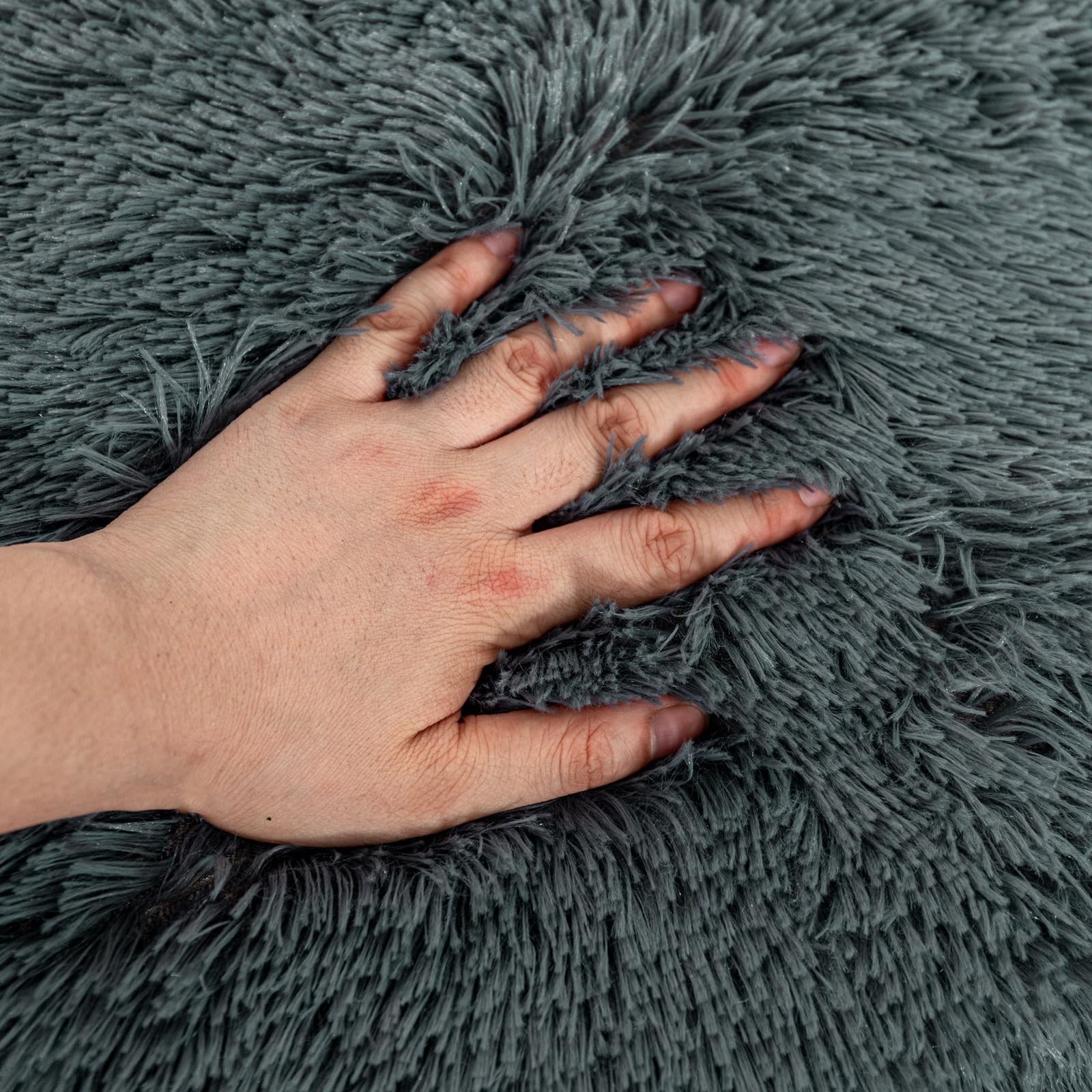 Taburete otomano de piel sin relleno, puf sin relleno, reposapiés de 20 x 12 pulgadas, asiento redondo, puf, silla de puf, almacenamiento plegable para sala de estar, dormitorio, solo gris oscuro 7