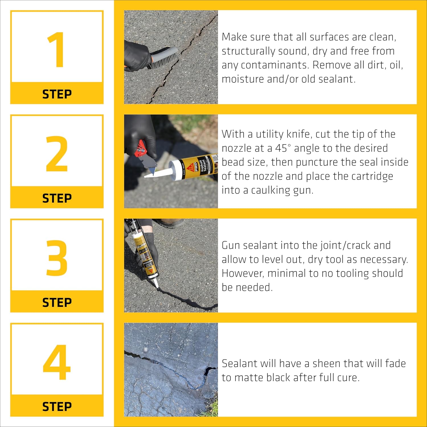 SIKA Sikaflex-410 Asphalt Sealant, Black, Self-Leveling Hybrid Sealant for Filling Cracks in Asphalt Driveways,Roadways and Pavements - 9 fl. oz. Cartridge,Fills Cracks up to 1.5 in. Wide(Pack of 12)