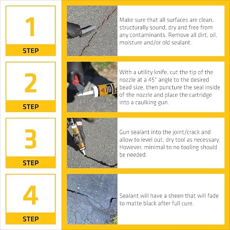 SIKA Sikaflex-410 Asphalt Sealant, Black, Self-Leveling Hybrid Sealant for Filling Cracks in Asphalt Driveways, Roadways, and Pavements - 9 fl. oz. Cartridge, Fills Cracks up to 1.5 in. Wide