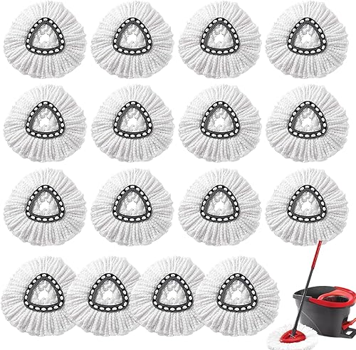 Miniatura 10 de 12 cabezales de repuesto para trapeador giratorio, color blanco, grande, 360°, fácil de escurrir, repuesto de microfibra, cabezales de trapeador