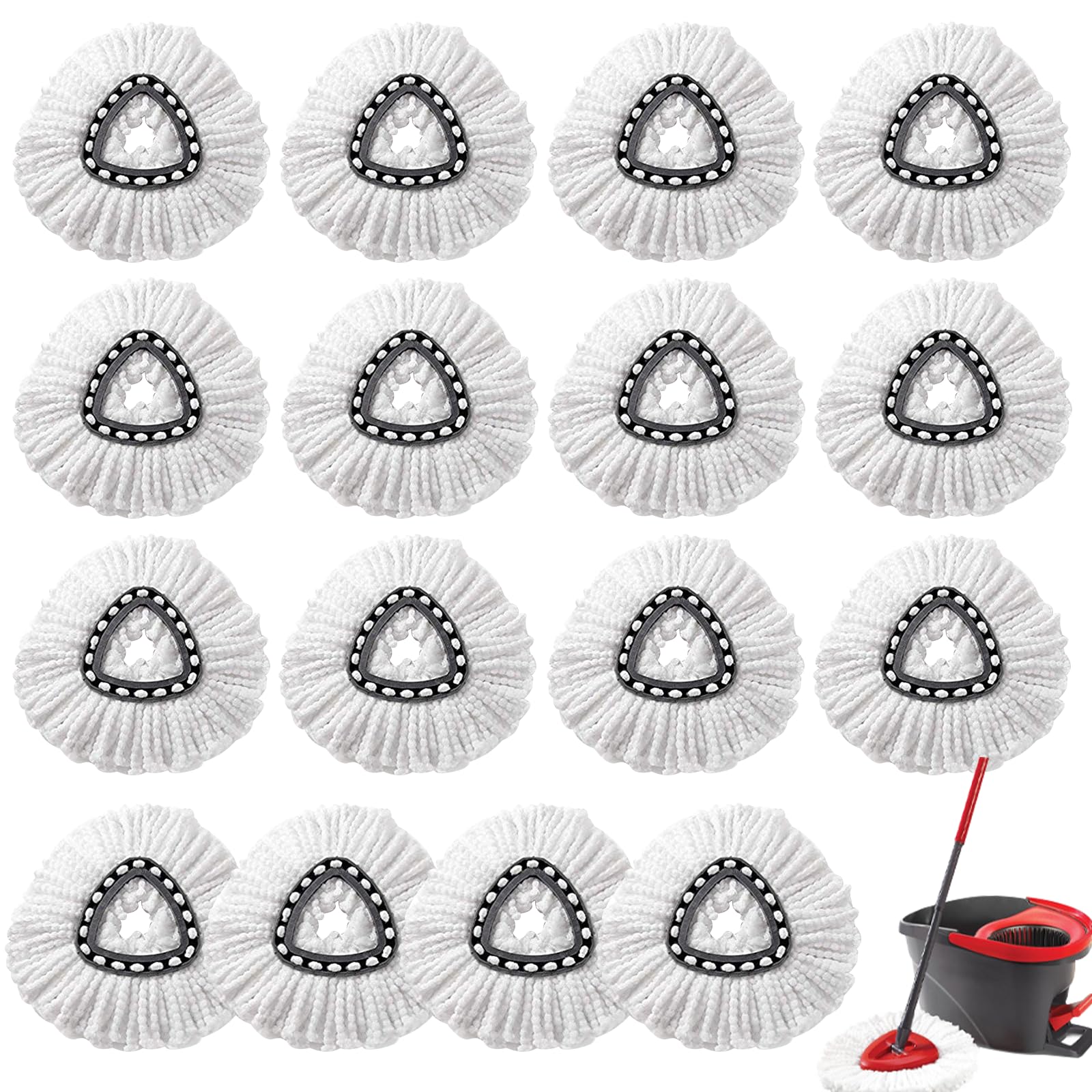 Photo 1 of 16Pcs Spin Mop Replacement Heads, White Large 360° Easy Wring Spin Mop 100% Microfiber Refill, Easy Cleaning Spin Mop Heads, Deep Clean, Machine Washable for Easy House Cleaning Floor Mopping