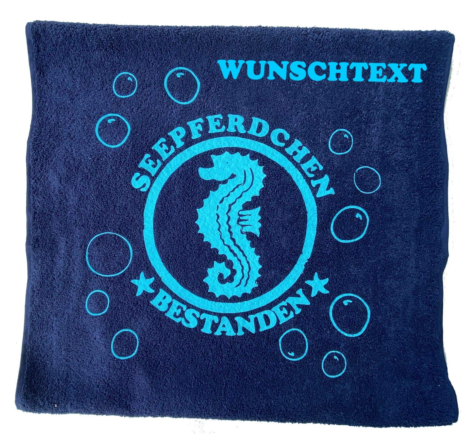 Seepferdchen Bestanden ! Kinder Handtuch mit Name oder Datum Schwimmen Lernen Schwimmunterricht Name des Kindes personalisiert