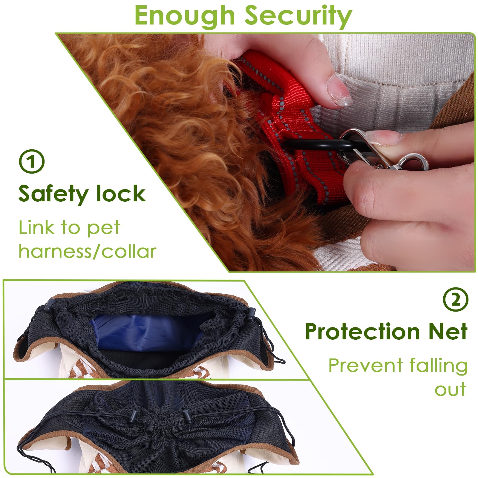 NATUYA Sac de Transport réglable pour Chien, Chiot, Sac de Voyage, Coussin de Sol, Sac de Transport pour Petits Chiens, Chats, Chiots, Voyages, randonnée, Camping (Kaki)
