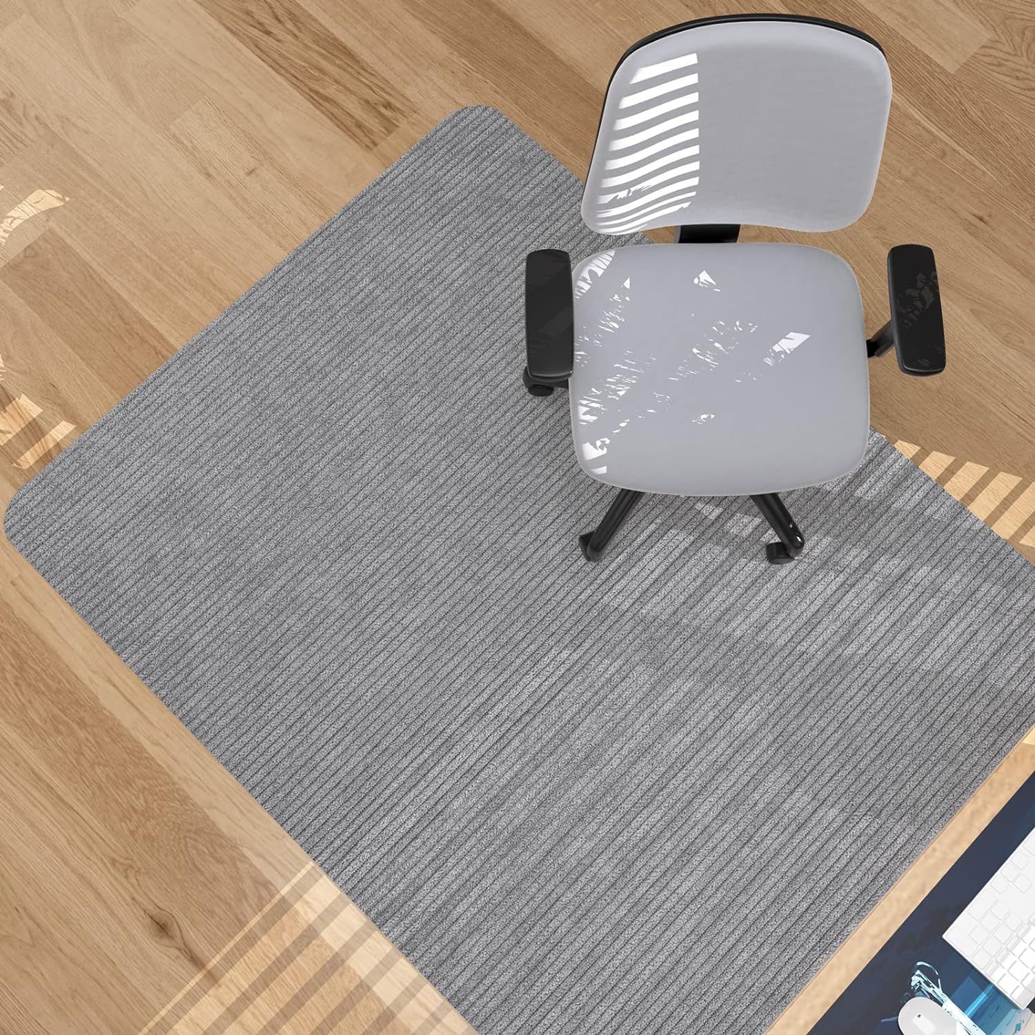 Placoot Desk Chair Mat for Hardwood Floor Corduroy Surface 1/6" Thick 55"x35" Office Chair Mat for Rolling Chairs-100% Large Anti-Slip Backing Under