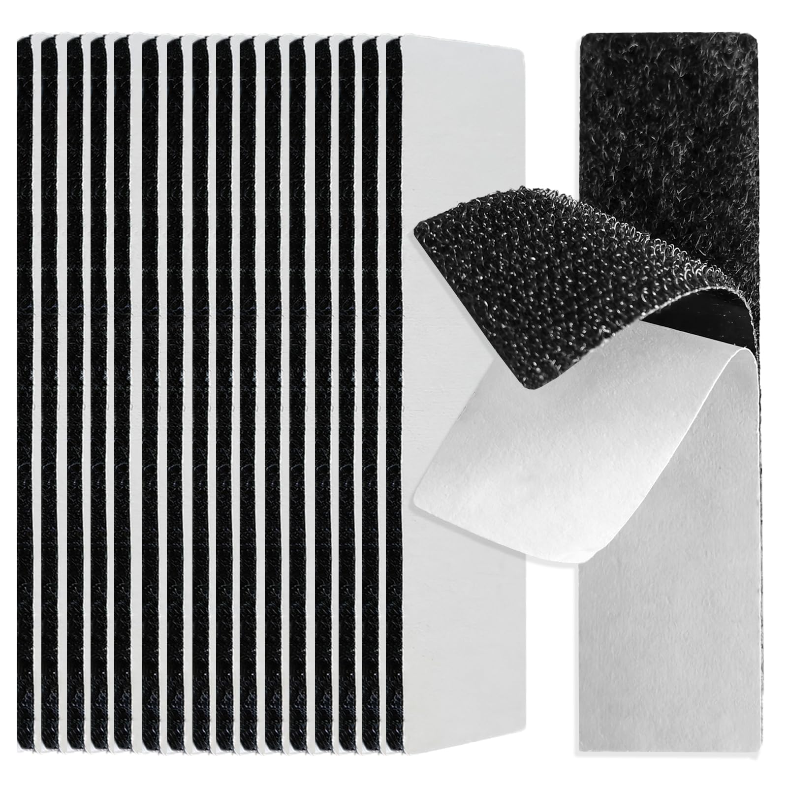 Lot de 70 bandes adhésives double face 10,16 cm crochet et boucle - Fixation sans trous ni vis - Noir