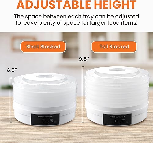 Miniatura 6 de Elite Gourmet EFD770WD - Deshidratador digital de alimentos con bandejas sin BPA de 5 x 12.5 pulgadas, temporizador ajustable de 48 horas y