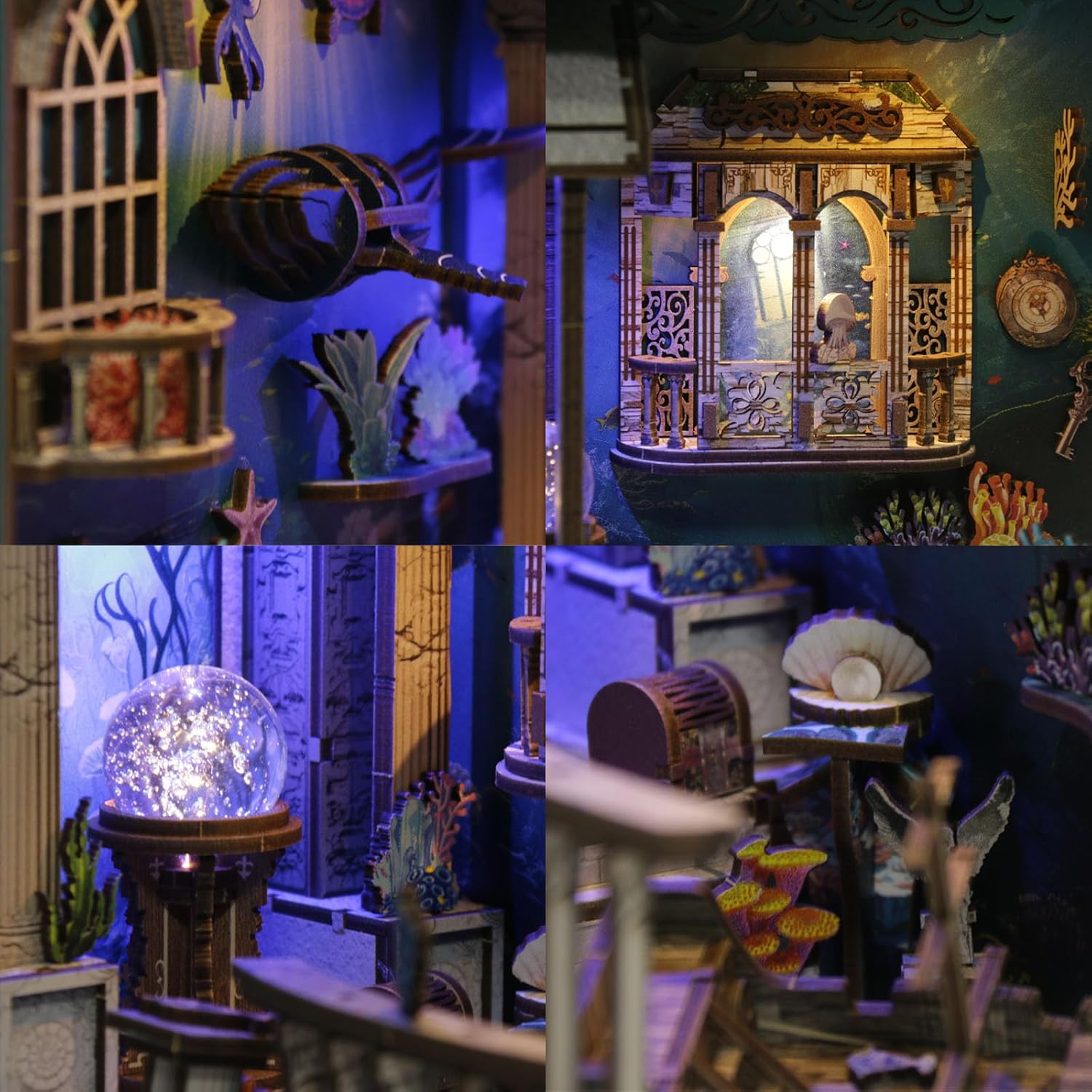 DIY Book Nook Kit 3D Wooden Puzzles for Adults, Bookstore Miniature House Kit Book Nook Bookshelf Insert Decor with LED Lights Craft Kits