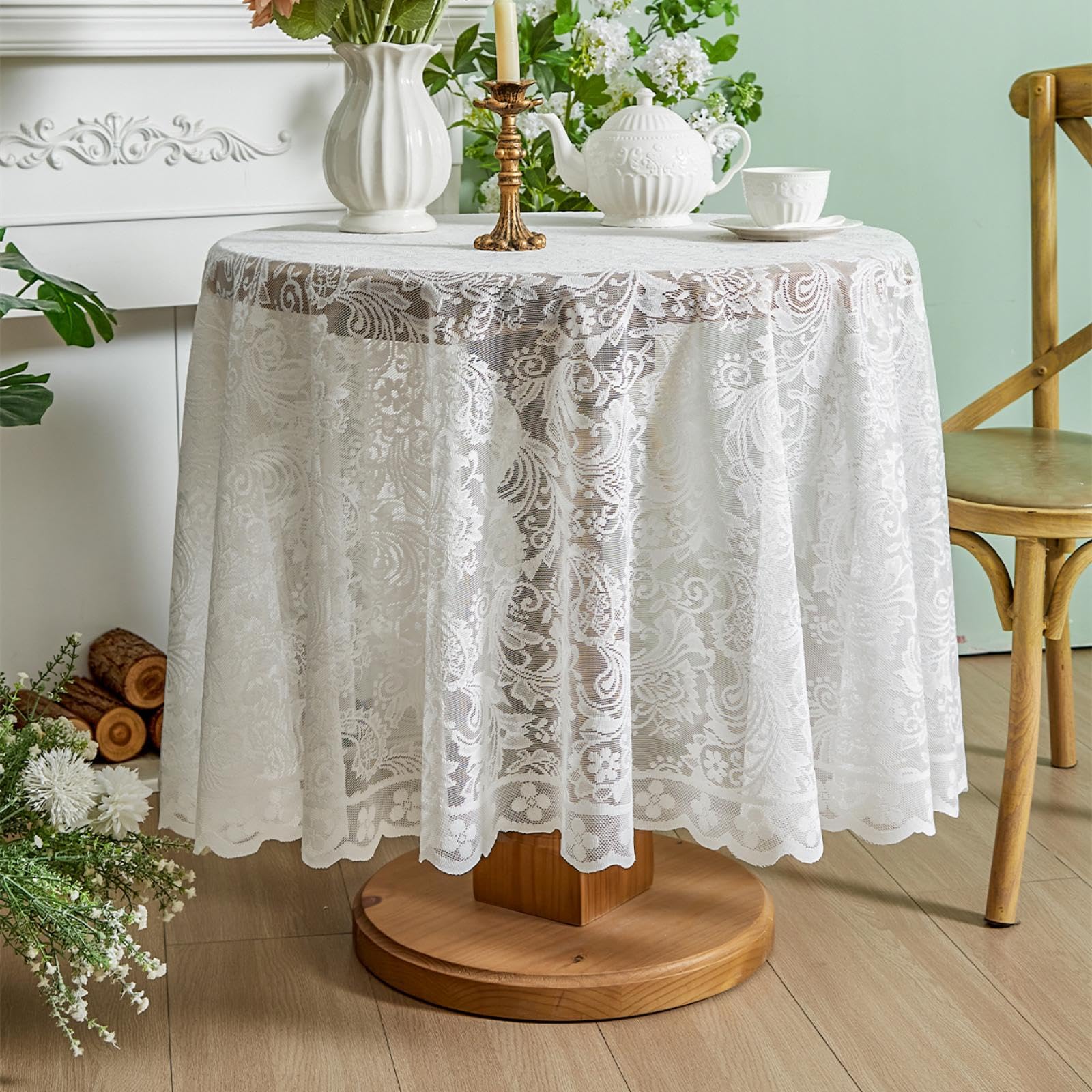 Nappe de mariage ronde en dentelle blanche 180cm de qualité supérieure