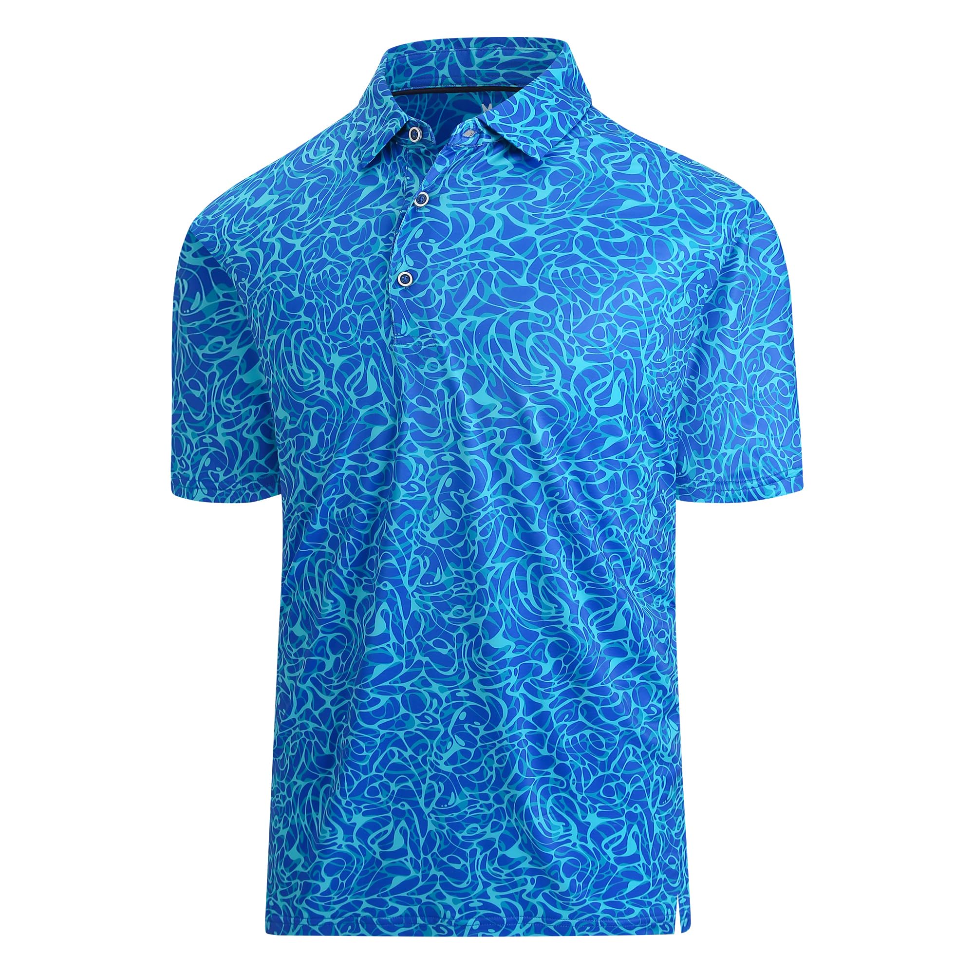 Mempea Mens Golf Shirt Short Sleeve Dry Fit Performance Golf Shirts for Men Moisture Wicking Print Polo Shirts,Blueripple M