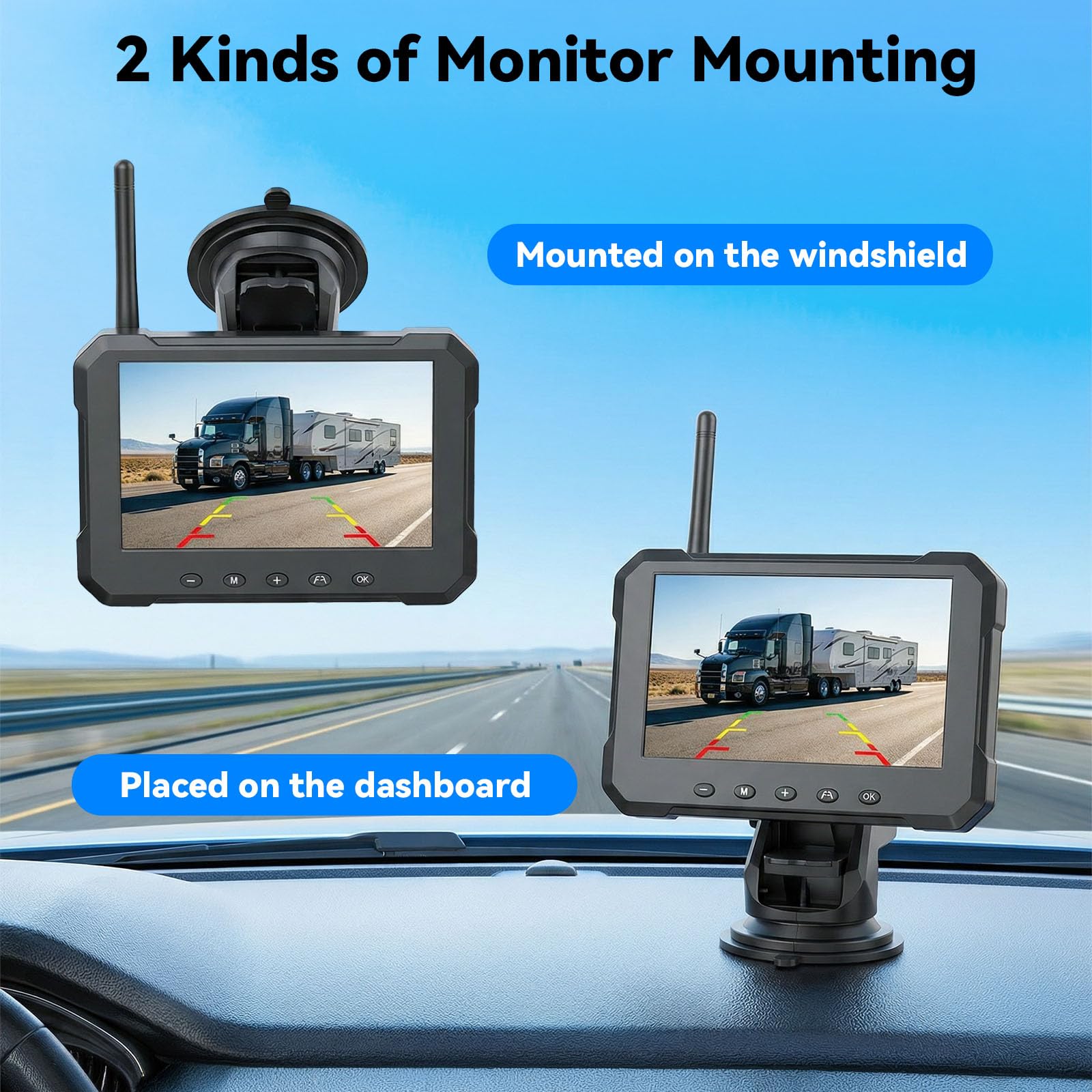 SIXTOP Caméra de Recul sans Fil Solaire – Écran HD IPS 5 Pouces – Montage par Aimant Puissant – IP69K étanche – Vision Nocturne à Infrarouges – pour Camping-Car, Caravane, Remorque, Camion