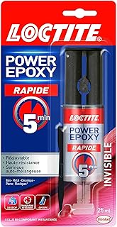 Loctite Colle Power Epoxy Rapide 5 Minutes 25 ml, Colle epoxy r&eacute;ajustable, forte r&eacute;sistante avec seringue auto-m&eacute;langeuse, colle r&eacute;sine epoxy transparente
