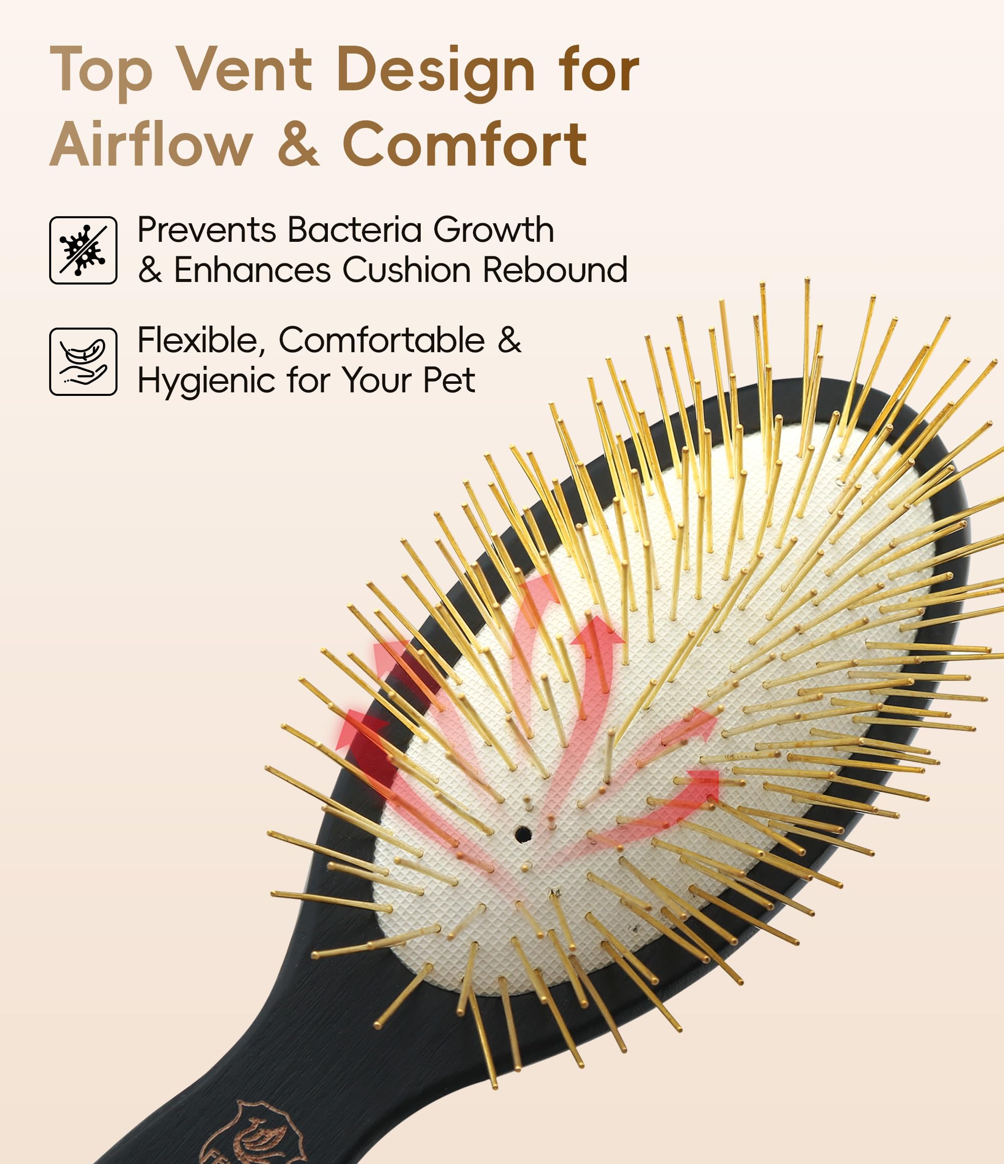 Brosse à épingler pour chiens, manche en bois de hêtre, outil de toilettage professionnel pour poils longs et épais, idéal pour Goldendoodle, caniche, labrador, schnauzer, chat et cheval