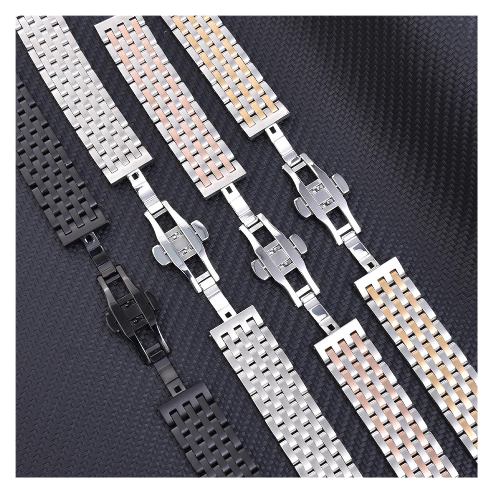 XILILHC Correa De Reloj Acero Inoxidable Con Interfaz Plana Duradera, Repuesto Hebilla Plegable Liberación Rápida 20mm Y 22mm
