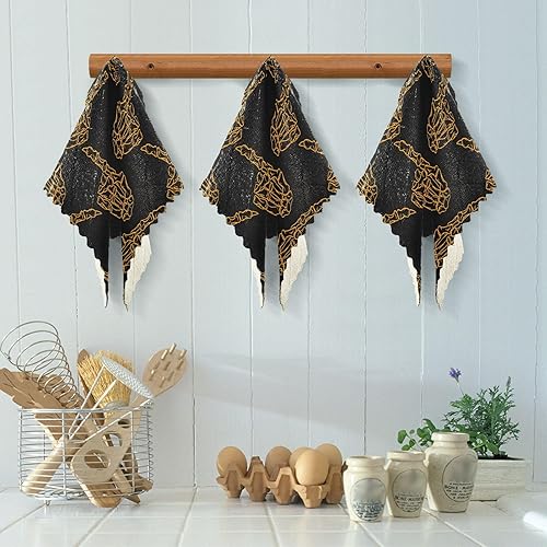 Miniatura 5 de Halloween Orange Skeleton Hand Set of 6 Quick Dry Microfiber Dish Towels for Kitchen Print Cotton Cooking Towels for Countertop Coffee