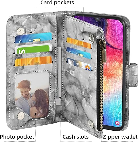 Miniatura 2 de Asuwish Funda de teléfono para Samsung Galaxy A50 A50S A30S Wallet Cell Cover con protector de pantalla de vidrio templado y soporte de ranura para