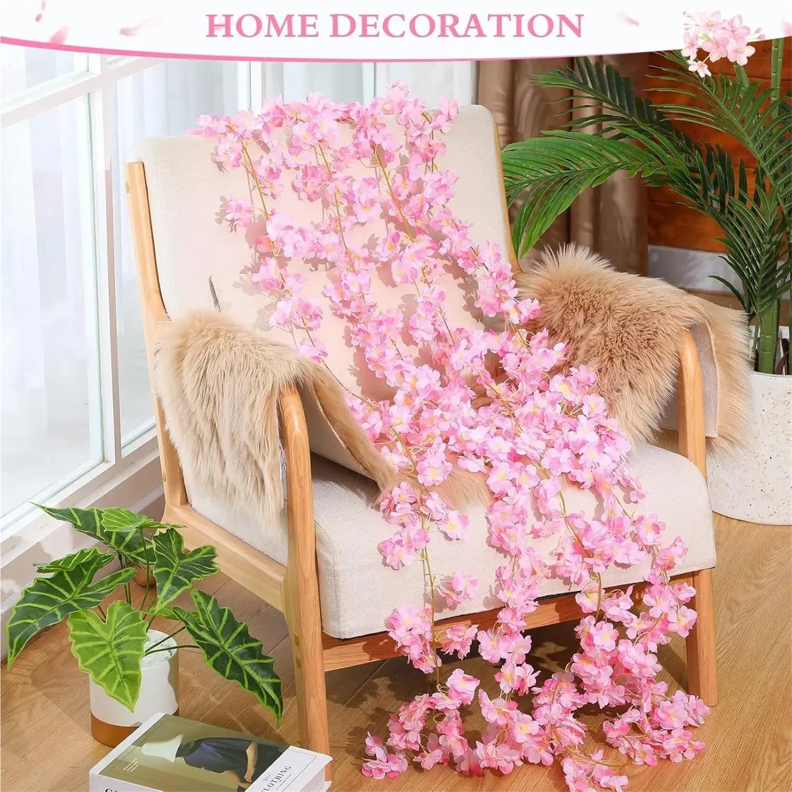 Vite Di Rose Artificiali Con Foglie 1/3/5P/10 pezzi ghirlanda di fiori ciliegio rosa artificiali Sakura, decorazioni for arco nuziale, finti for la casa, for feste, regalo