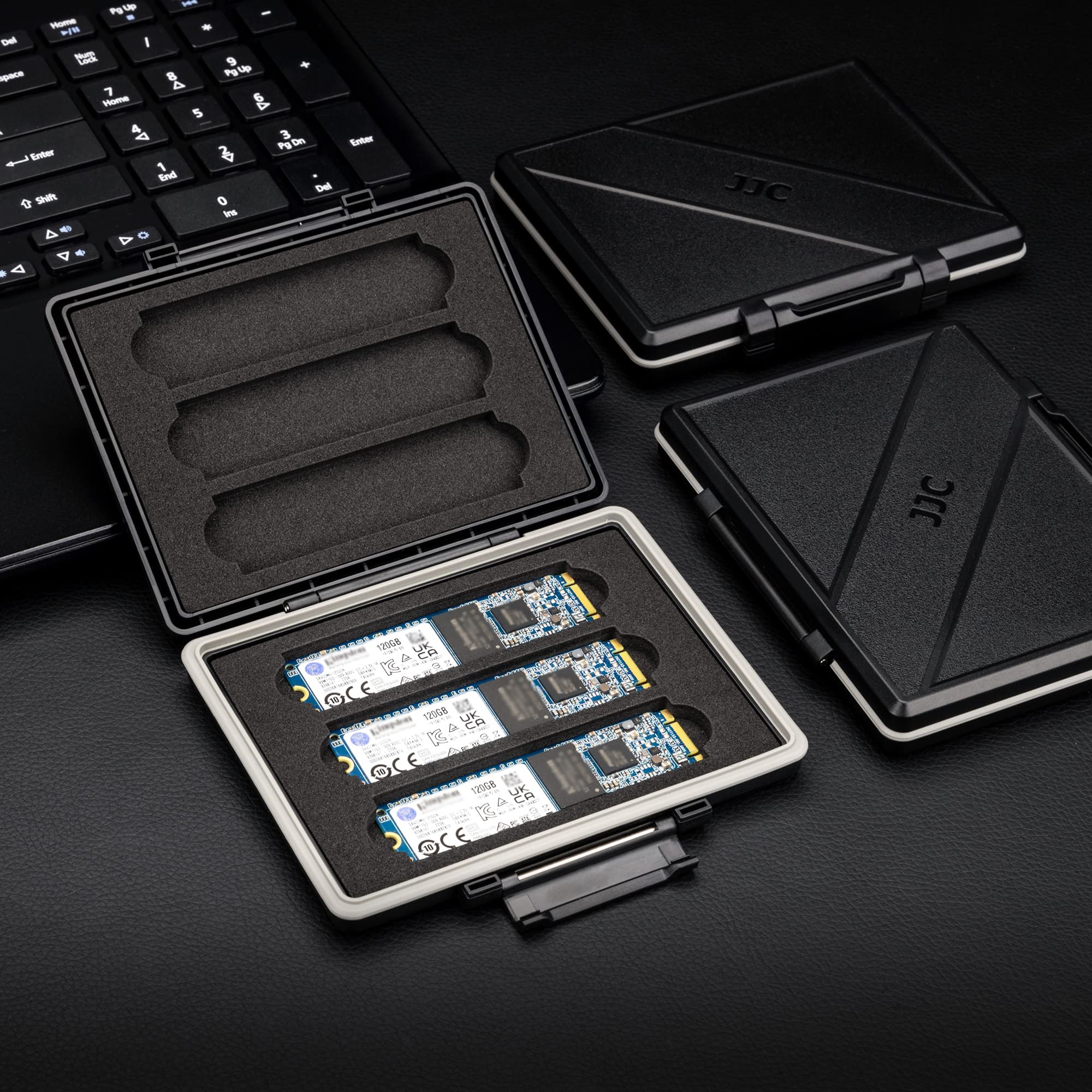 JJC Portatile 6 Slot SSD Custodia Protettiva Scatola di Immagazzinaggio per M.2 2280/2260/2242/2240/2230 SSD Solid State Drive Resistente all'acqua Antiurto