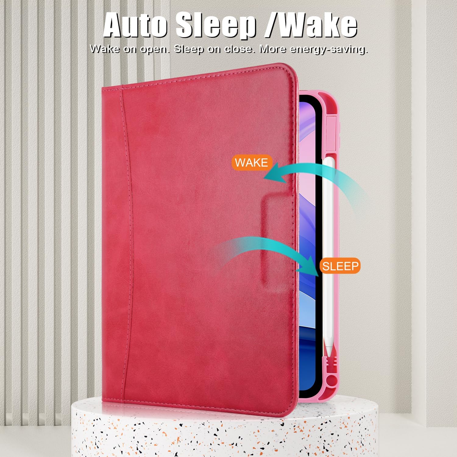 Protective case for iPad (A16) 11th Generation 11-inch 2025 / iPad 10th Generation 10.9-inch 2022 (with Built-in Pen Holder) (Multi-Angle Viewing) (Red)