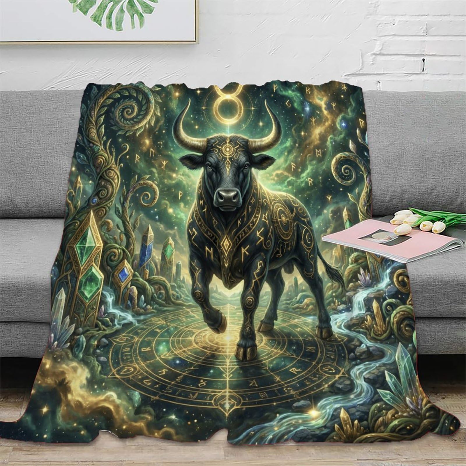 W7C8U2X3 Taurus Zodiac Mysterious Flannel Throw Blanket, Bedroom Sofa Couch