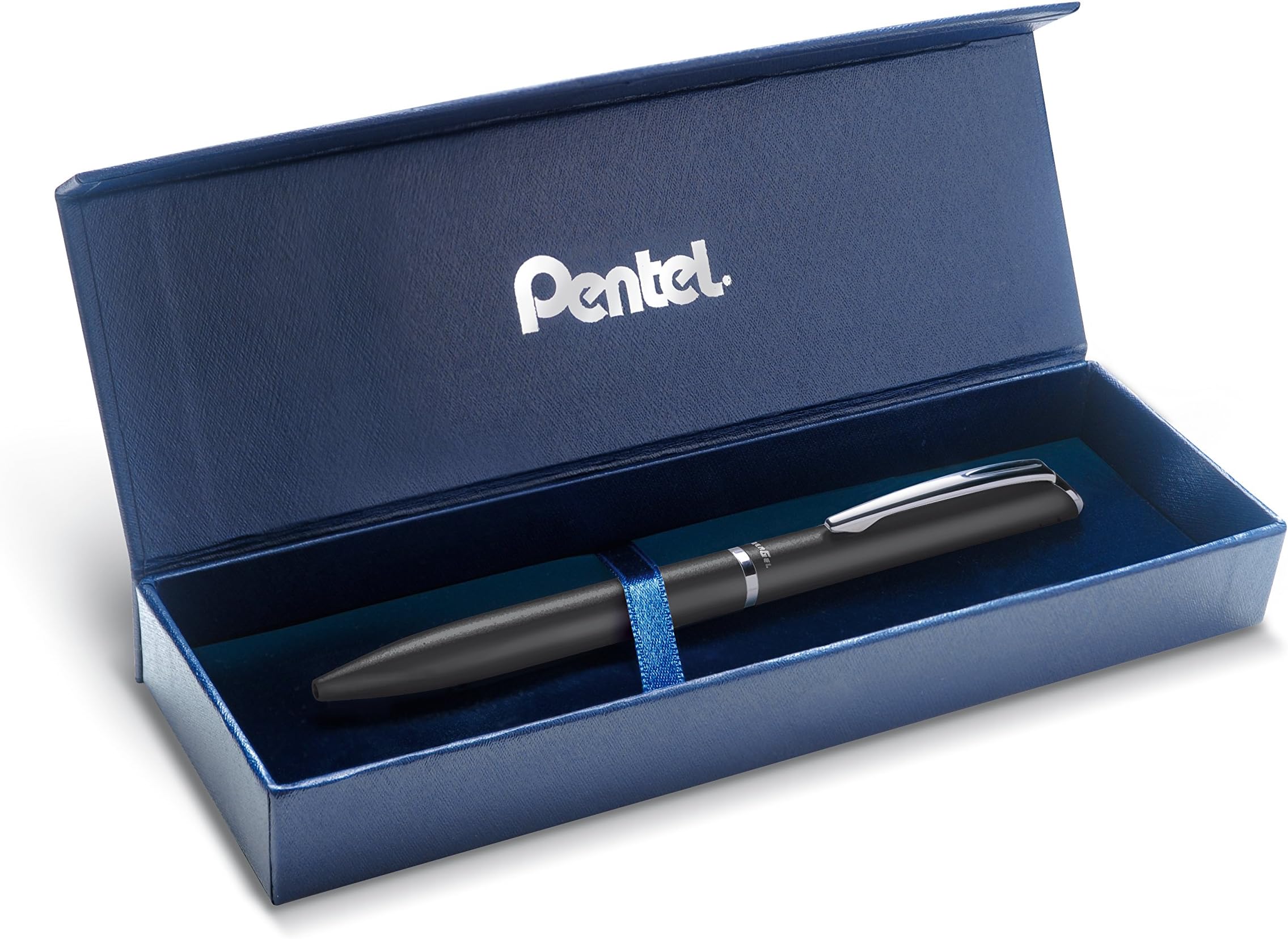 Pentel BL407LS-A EnerGel vloeibare gel rollerball met blauw mat oppervlak, zwart, 0,35 mm lijndikte 0,7 mm