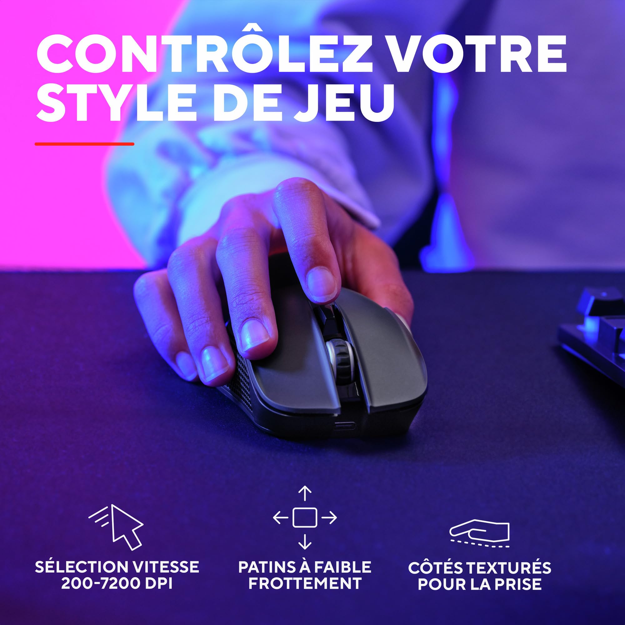 GXTrust Ybar Souris sans Fil Gamer Bluetooth + 2.4GHz Faible Latence, Noir