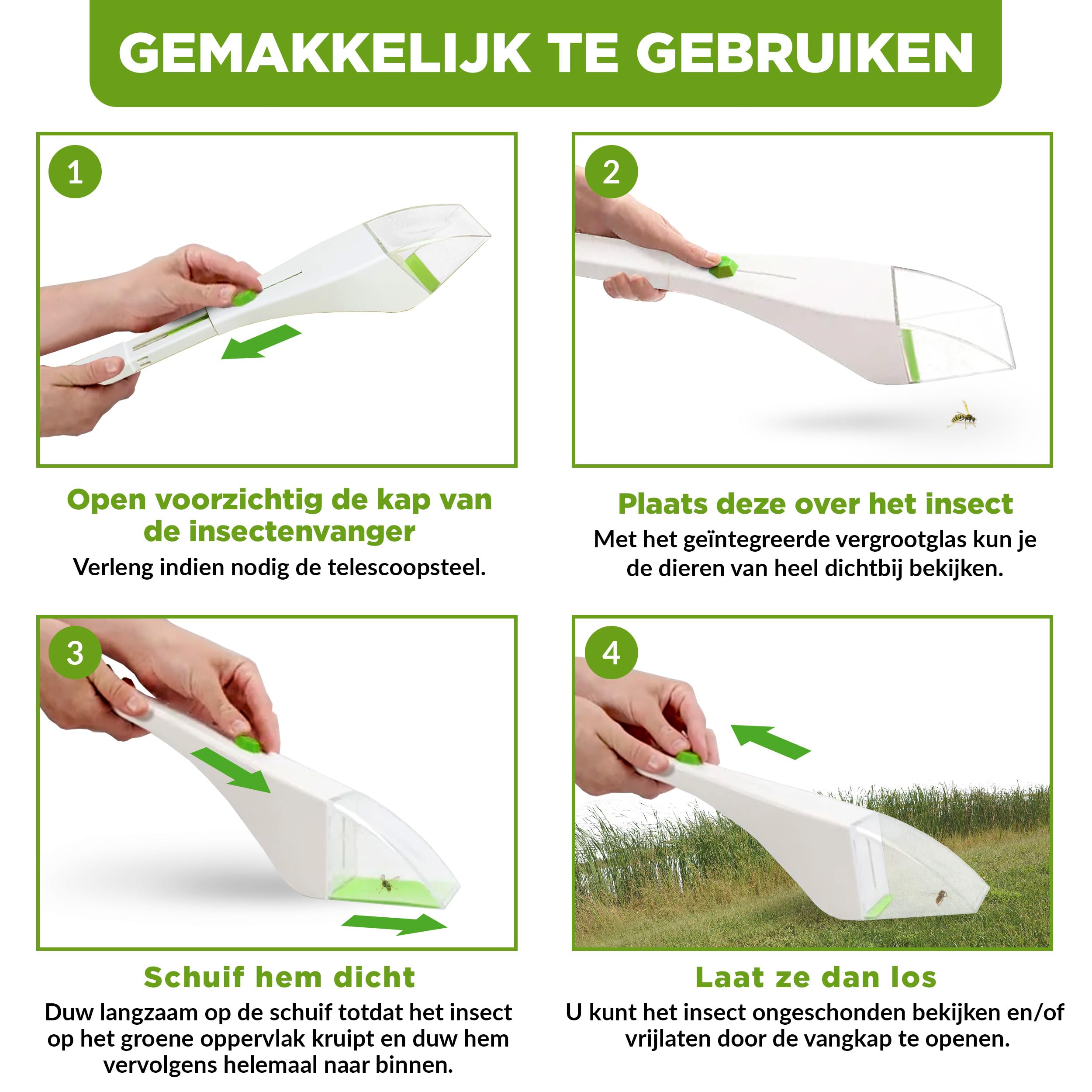 InsectCatcher - Alex Catch & Free Insectenvanger, 7 kleuren naar keuze (zwart