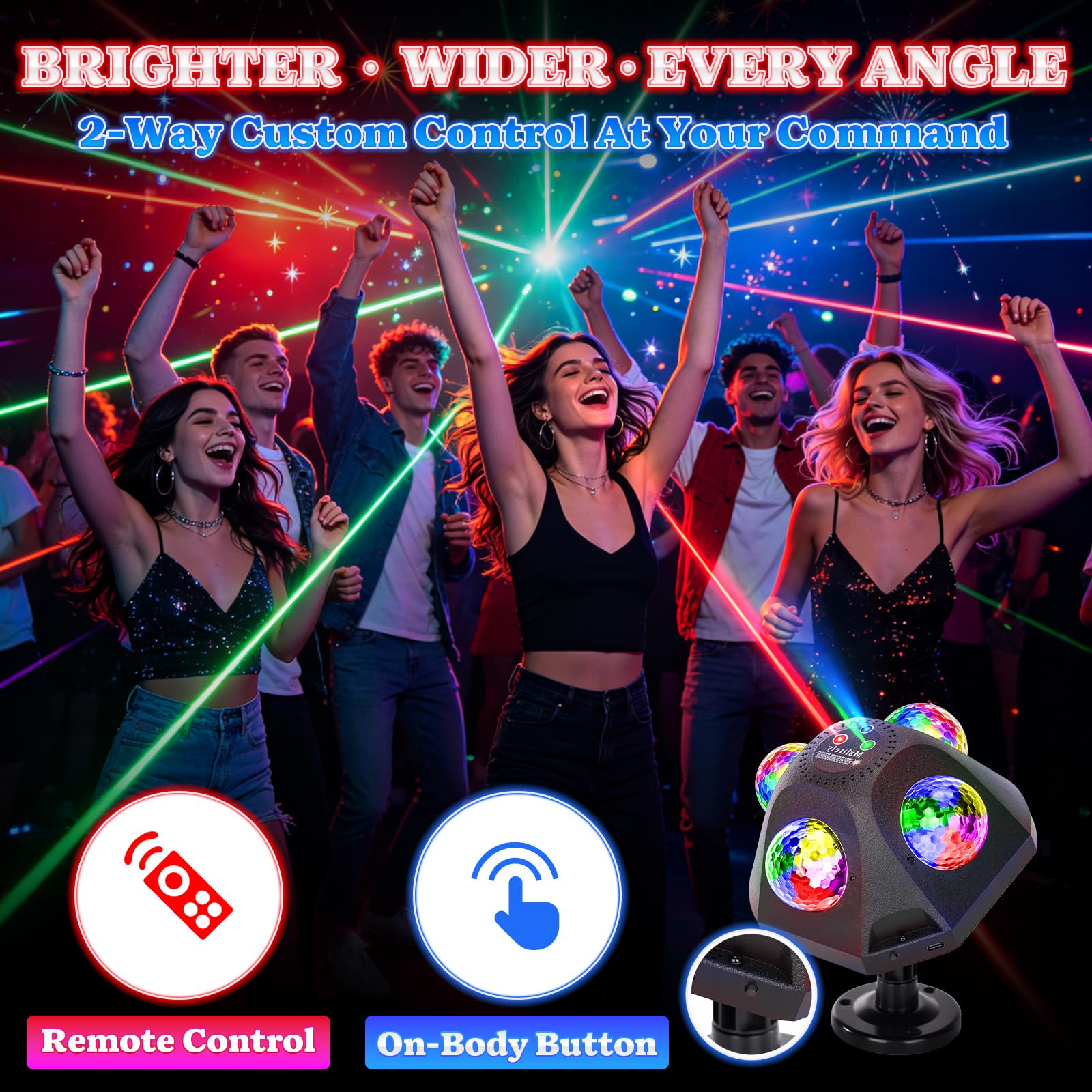 Światło dyskotekowe 7 w 1, kula dyskotekowa, światło z pilotem zdalnego sterowania, USB DJ z efektem fal wodnych, gwiazd i RGB, oświetlenie imprezowe na urodziny, karaoke, do domu i na wydarzenia
