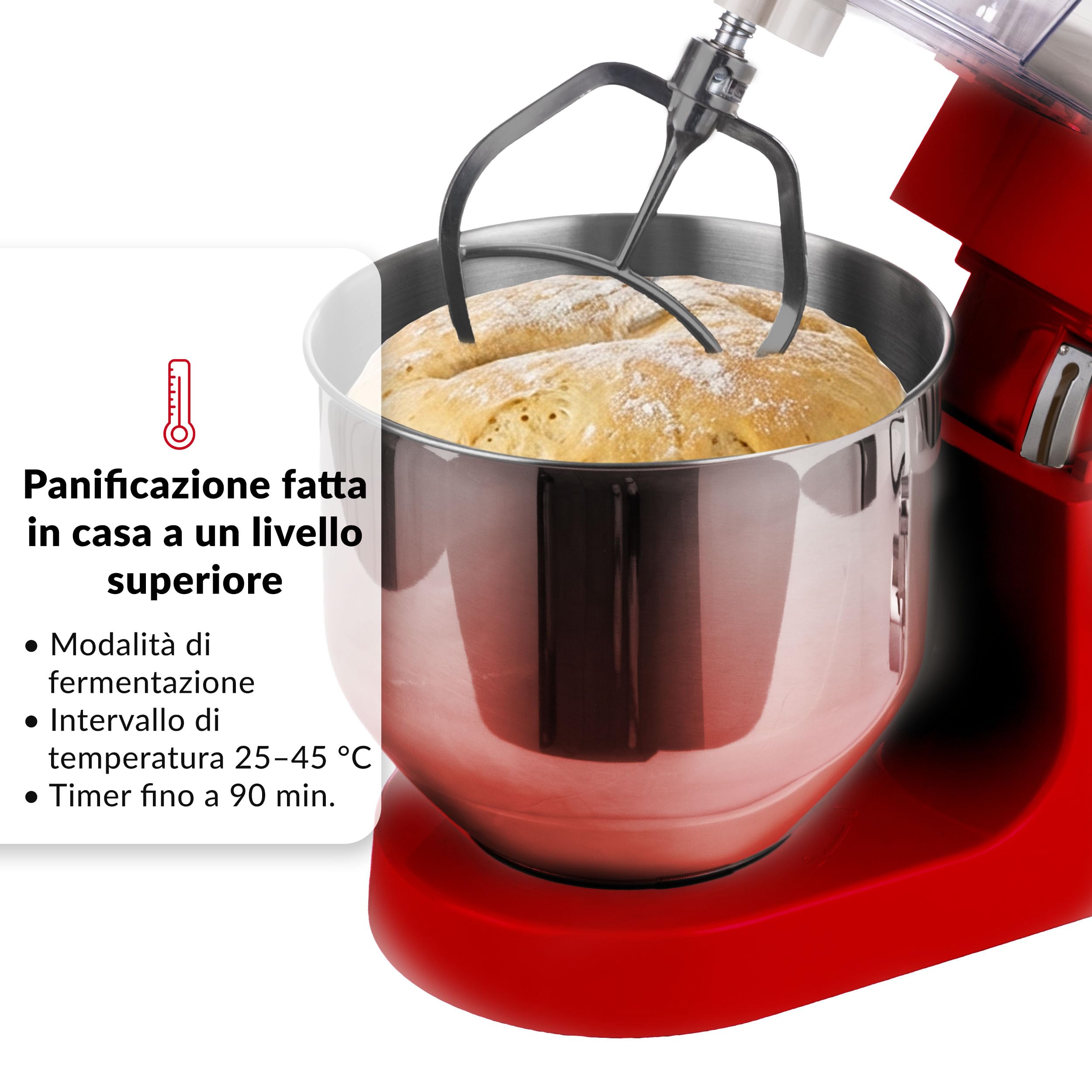 LEHMANN Teyles Impastatrice Planetaria Professionale 2100W 8L con Bilancia Integrata, Touchscreen e Ciotola Riscaldata, Blender 1,5L, Tritacarne, Planetaria per Pane e Pizza, Rosso