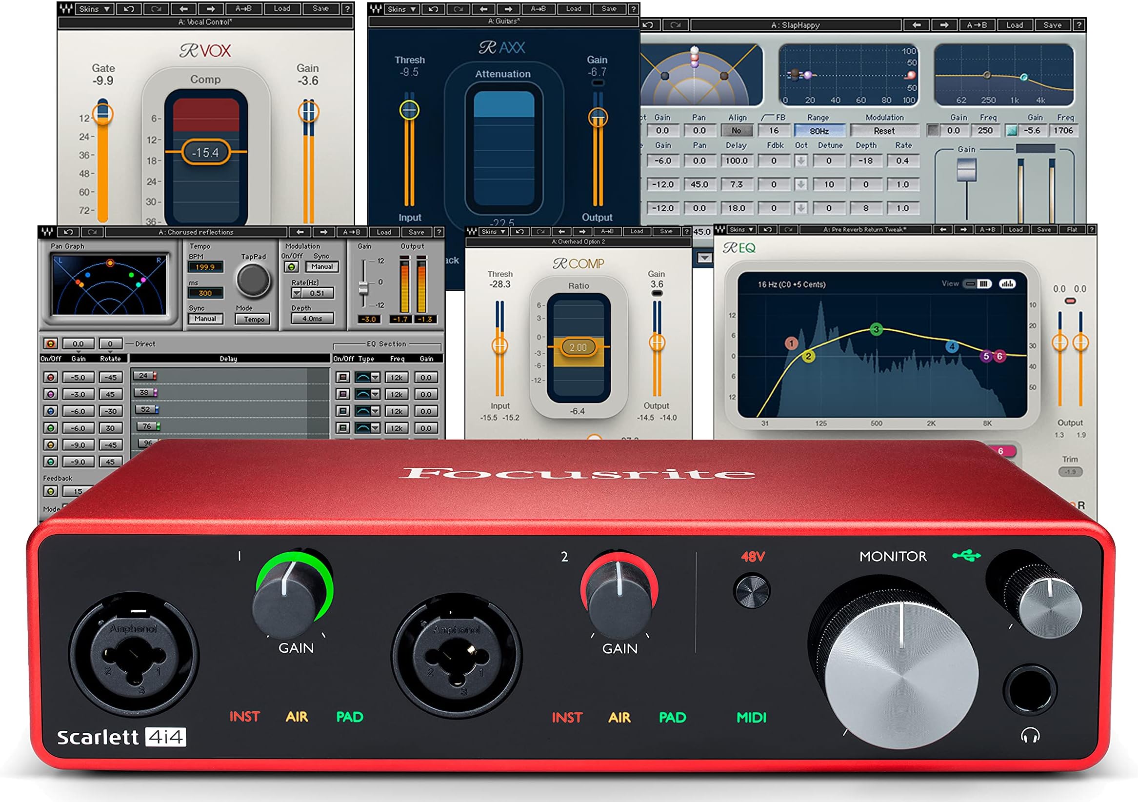 Focusrite Scarlett 4i4 (3rd Gen) USB Audio Interface plus Waves Musicians 2 Plugins Software Bundle