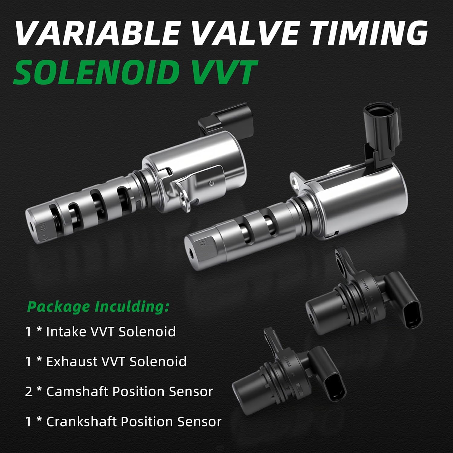 Intake & Exhaust Variable Valve Timing (VVT) Solenoid with Camshaft Position Sensor Fit for Chrysler, for Dodge, for Jeep 2007-2017 Replace 917291 5033308AB