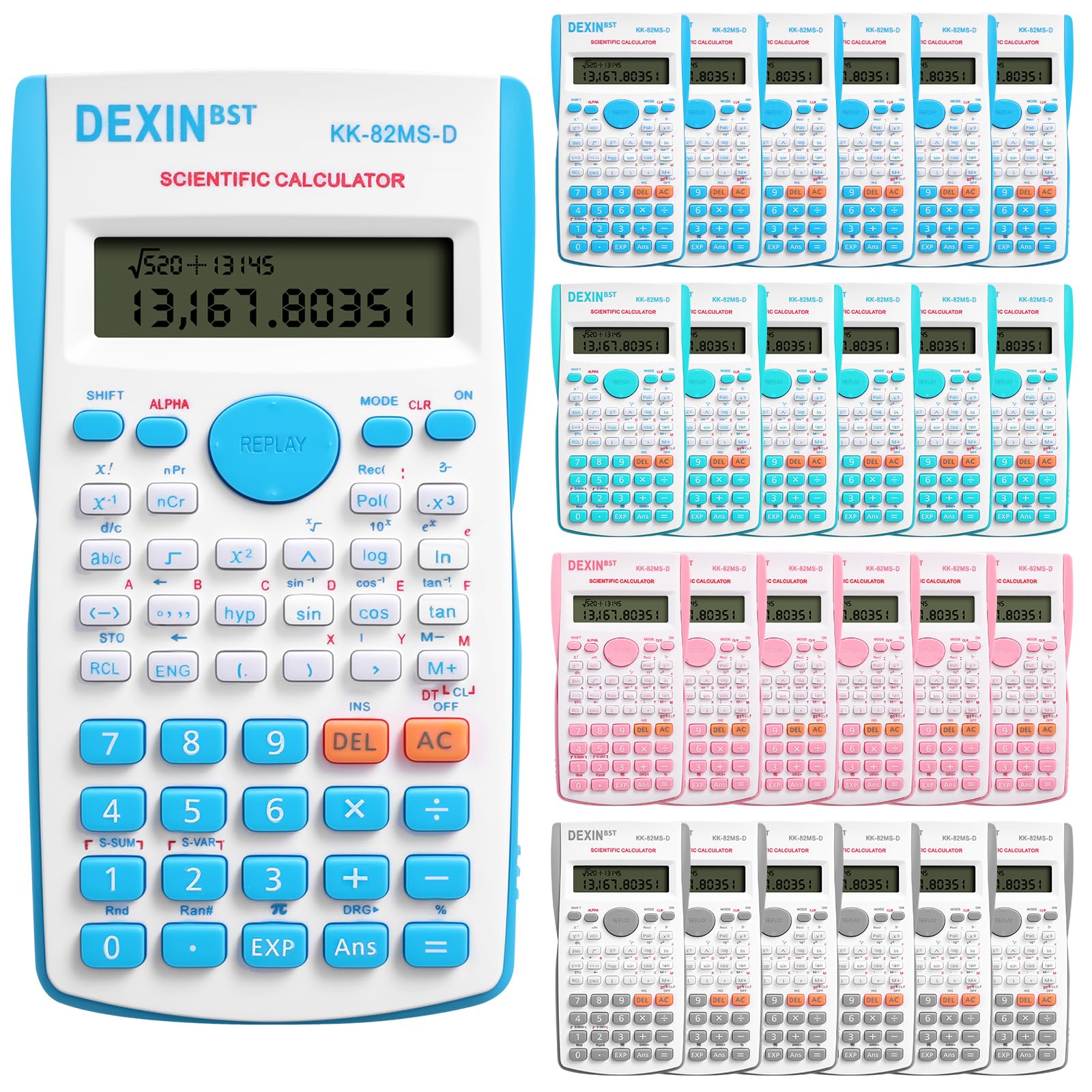 24 Pack Scientific Calculators with 2 Line Display Multi Function Engineering Calculator Ideal for Students Engineers Teachers Construction Finance Office Use School Business(Color)