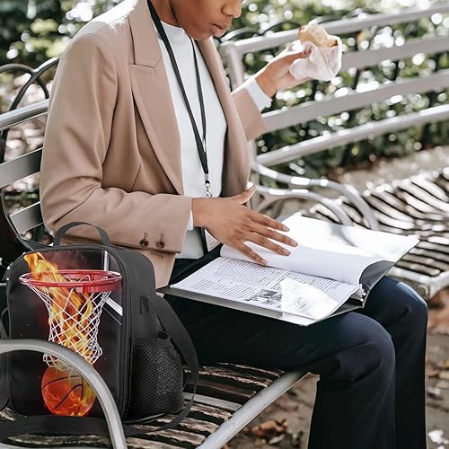 Miniatura 7 de PAUSEBOLL Bolsa de almuerzo de baloncesto para niños, bolsa de almuerzo aislada para adultos, adolescentes y niñas, lonchera portátil reutilizable,