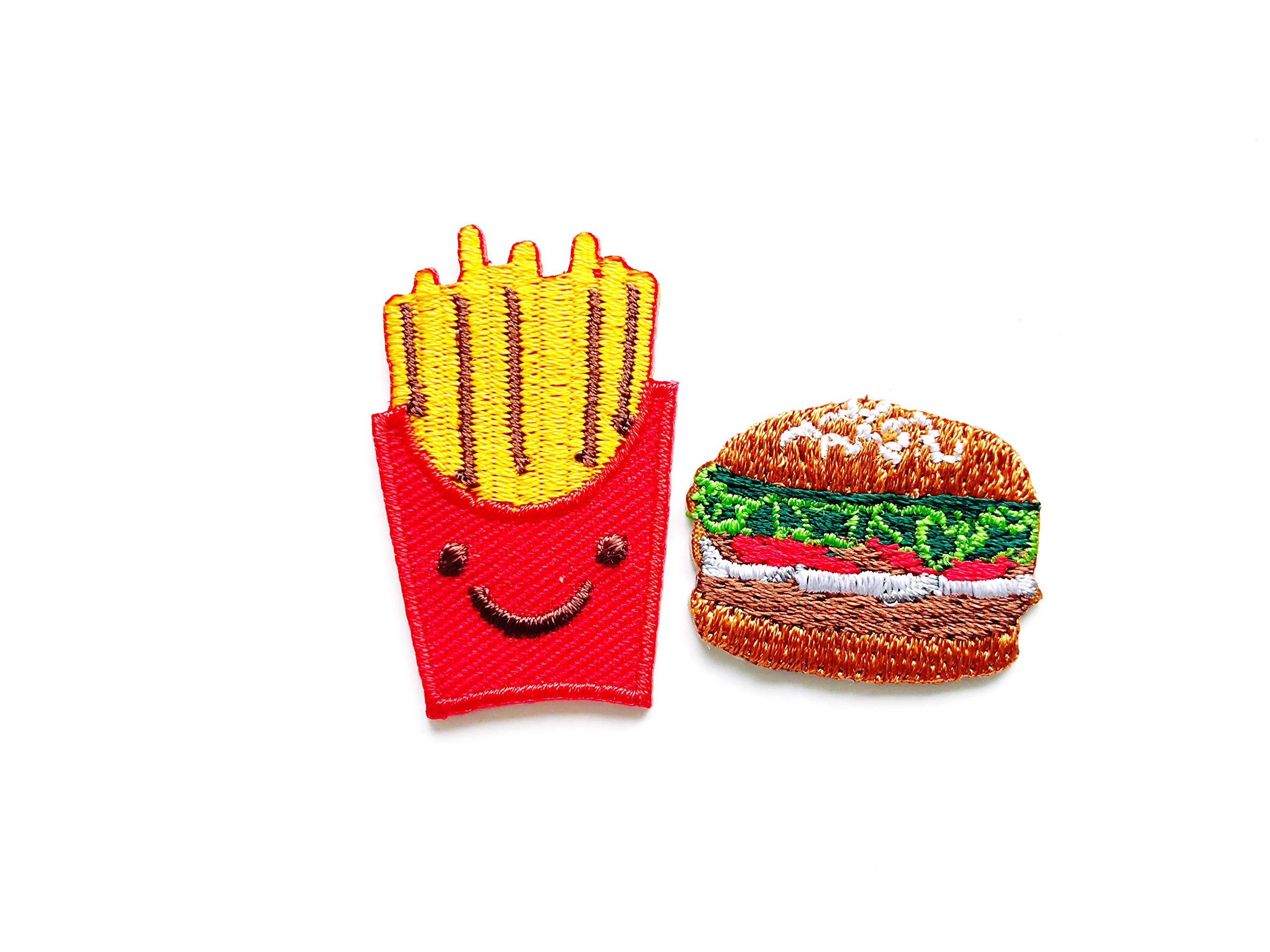 Tyga Thai Set Of 2 Fast Food Patches - Mini French Fries & Hamburger Iron On Embroidered Appliques