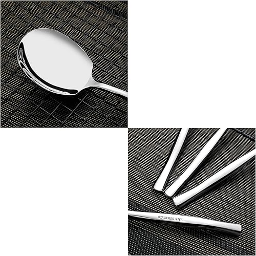 Miniatura 3 de Cuchara de servir de bufé de acero inoxidable de 8 piezas, cucharadas grandes para servir, juego de cucharas plateadas