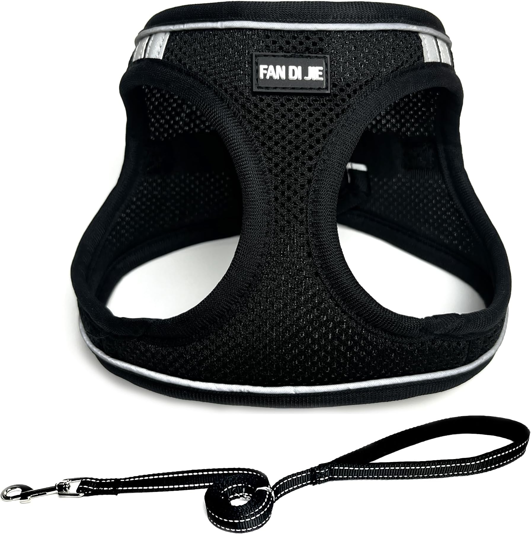 Dog Harness and Leash Set, No Pull Soft Mesh Pet Harness -in Puppy Pet Vest Harnesses for XS,Small,Medium Dogs and Cats Black-XS