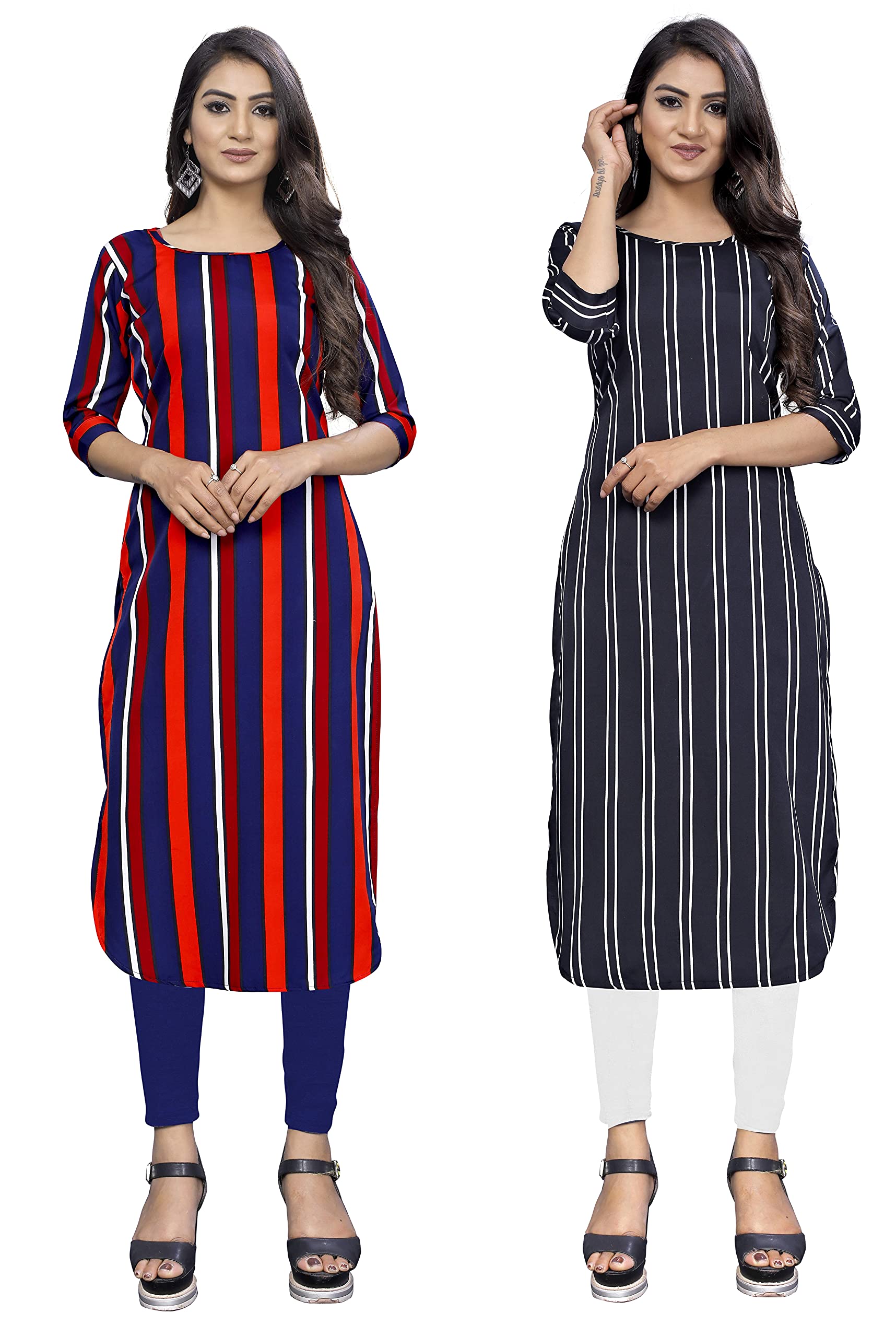 Modli 20 Fashion_Casual Combo Striped Straight Kurti for Women & Girls-Multi Color
