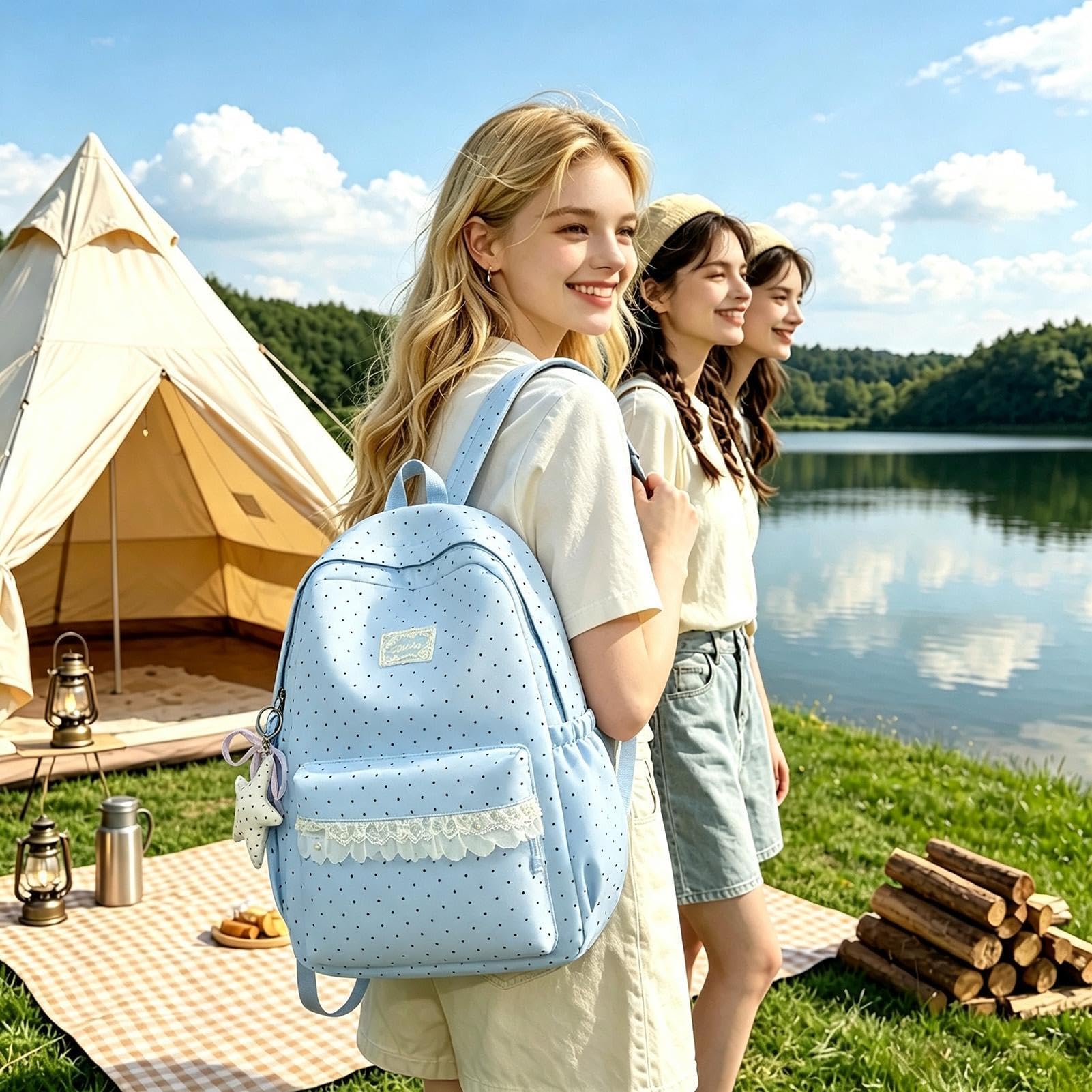 Generico Zaino Aesthetic Zaino scolastico in pizzo capiente e leggero | Zaino Scuola Ragazza Per La Scuola, Zoo, Attività, Feste, Spuntini, Giocattoli, , Giardino, Campeggio E Picnic