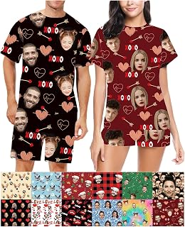 Custom Pajamas with Photo Personalized Pajamas Set for Women Men Couples Customized Face Sleepwear Nightwear Gift