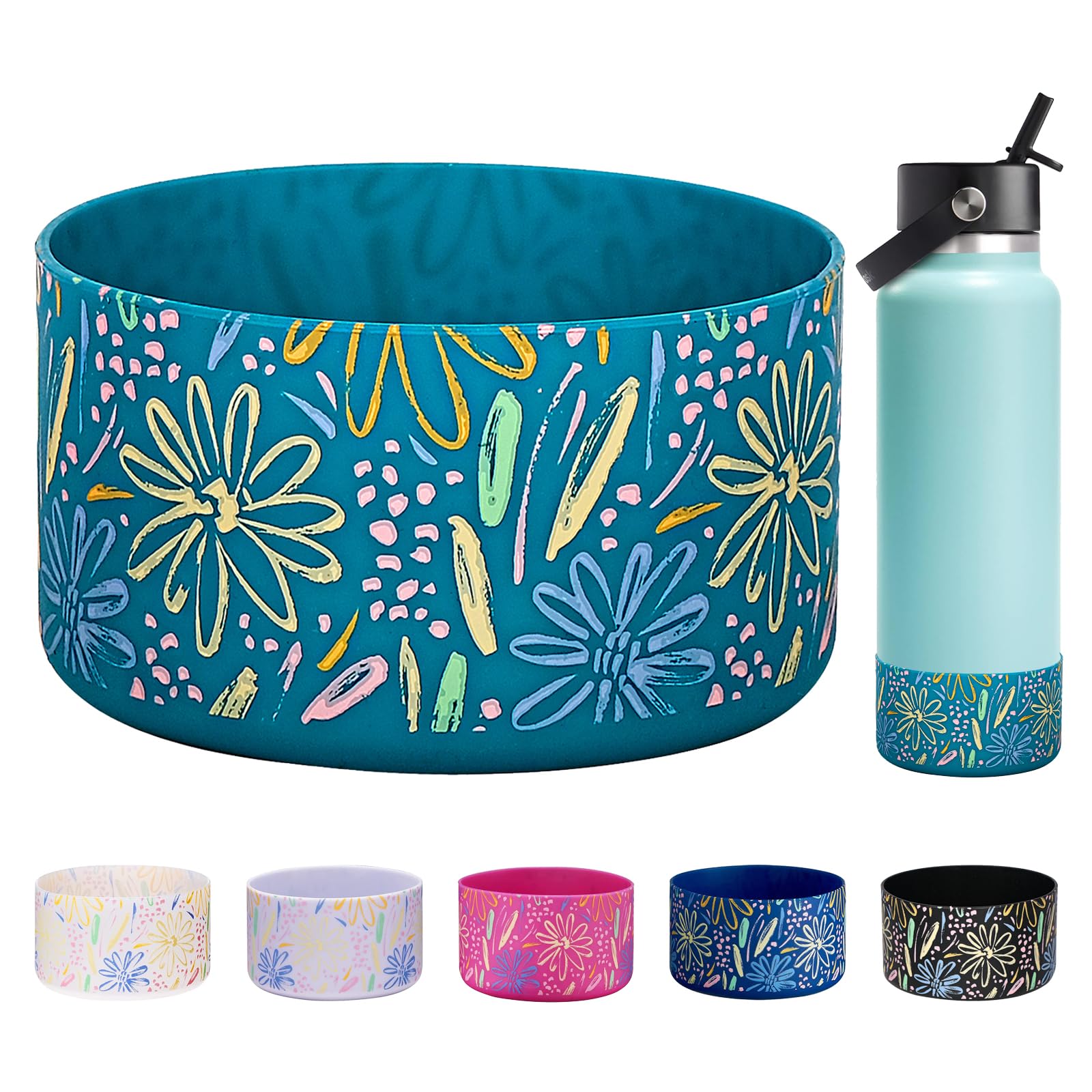 WK IEASON Protective Silicone Base Boot for Hydro Flask Wide Mouth Water Bottle, Anti-Slip Silicone Sleeve Cover Bumper for Hydro Water Bottle