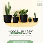 Utopia Home Boîte de 10 - Pots de plantes en plastique - Planteurs pour Plantes Intérieures Saucer Tray - Pots de chambre de bébé à l'intérieur avec trous de drainage, pot sucillant (noir)