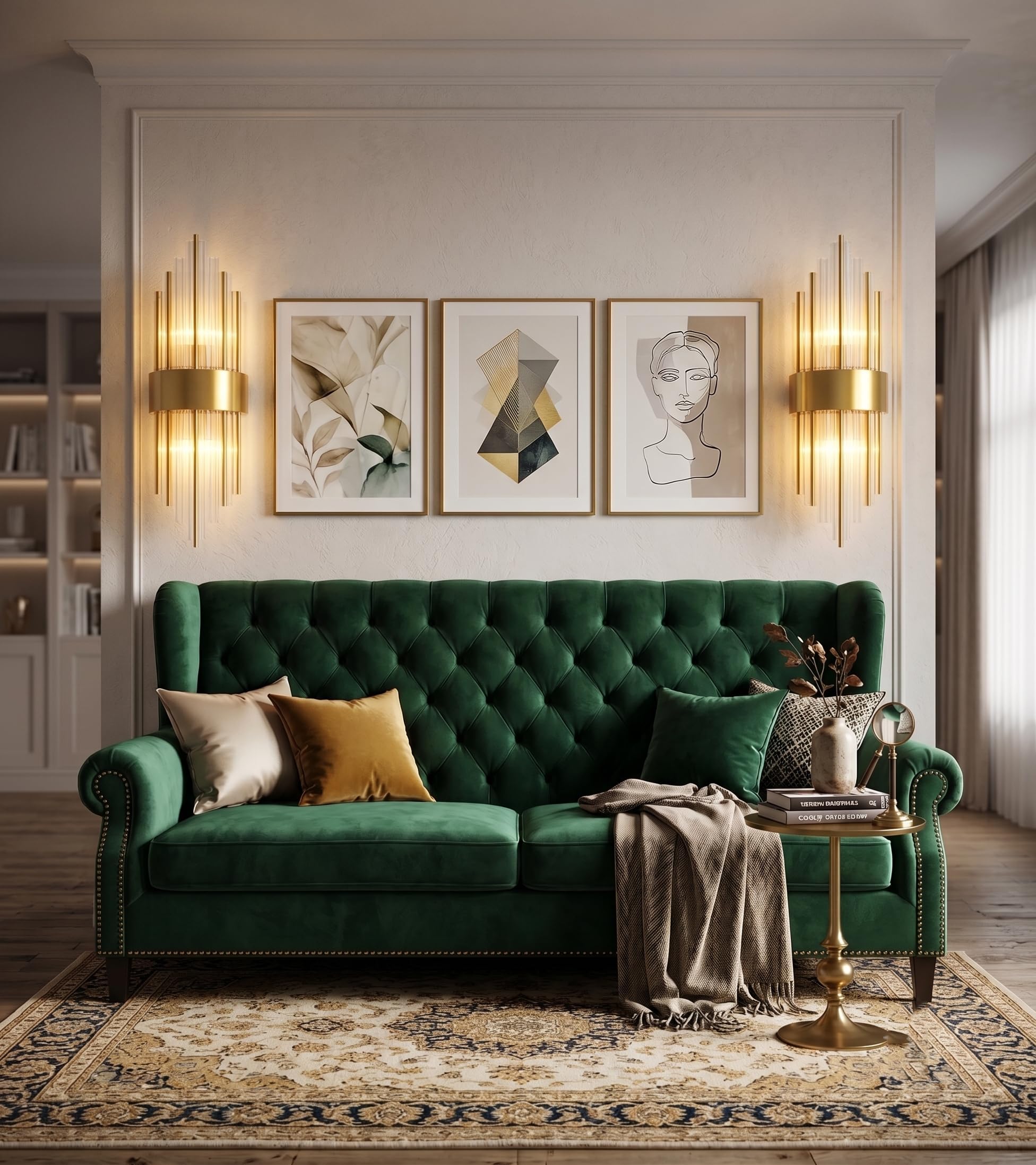 Grande Applique Murale Cristal Doré 60cm, Luminaire Luxe LED