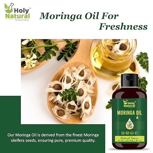 Miniatura 2 de Aceite de moringa de Holy Natural (10.15 fl oz 10.1 fl oz) Virgen prensada en frío, puro y natural, bueno para la piel, el cabello y el cuerpo