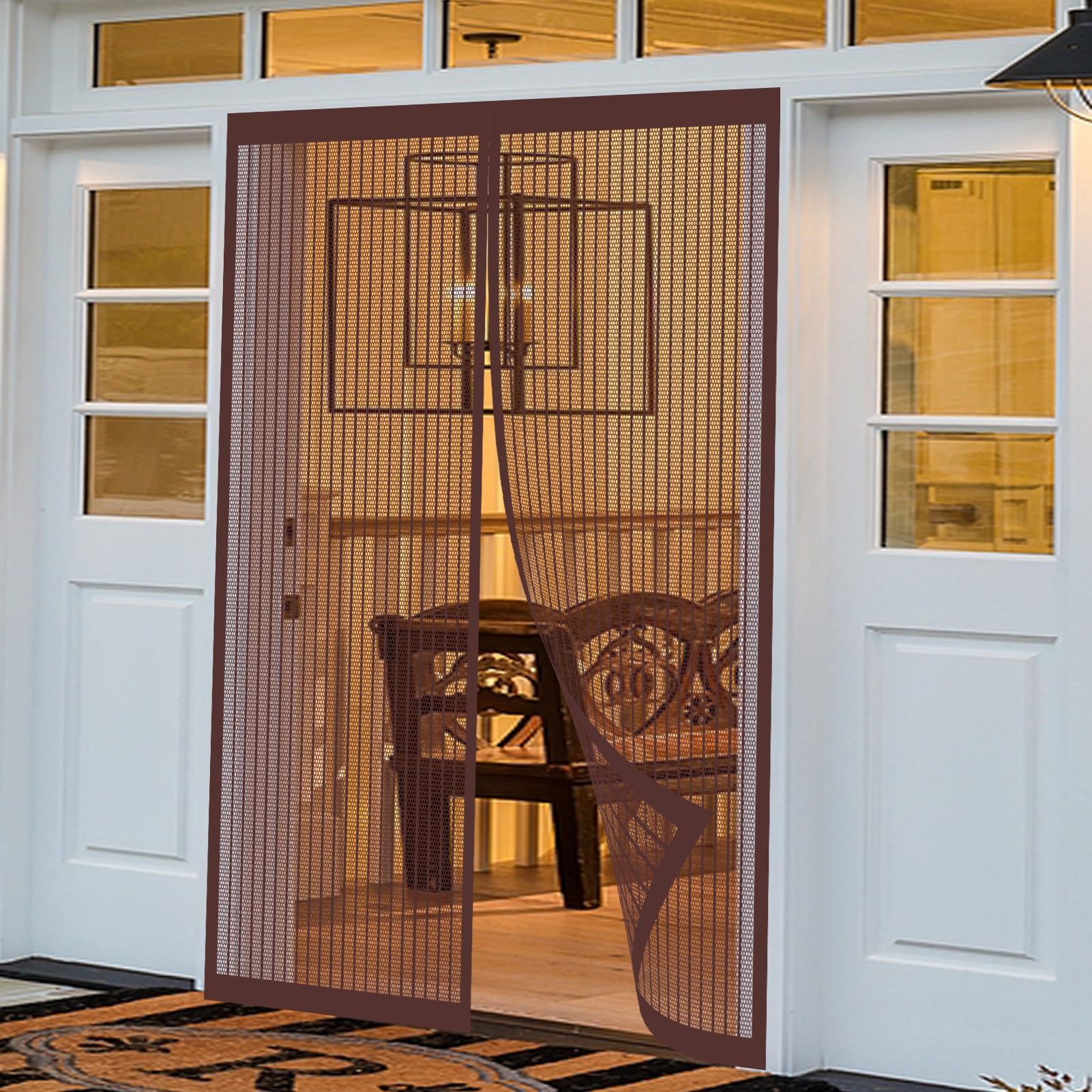 Moustiquaire porte magnétique 98x224cm marron anti mouche