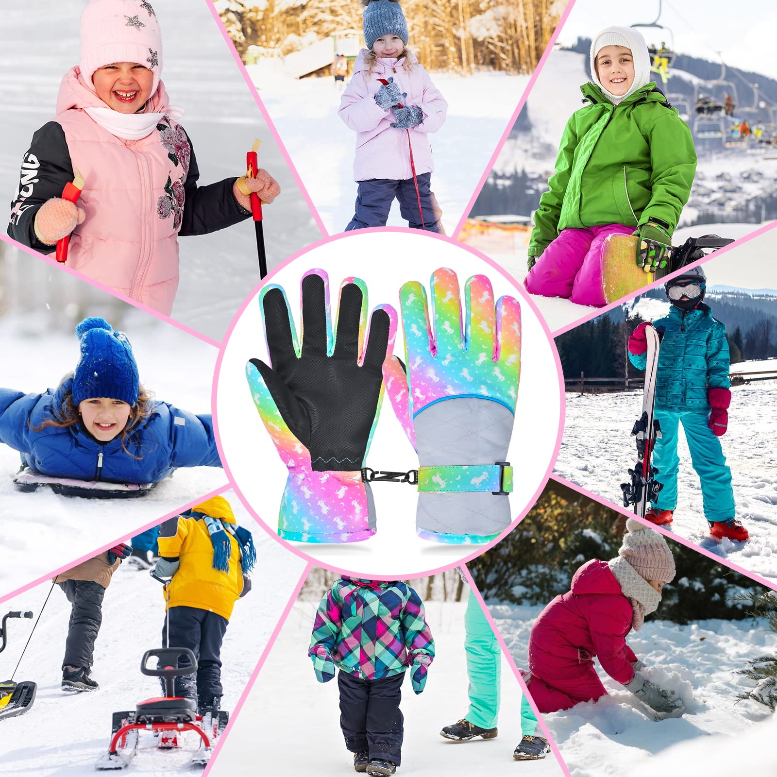 Handschuhe Kinder,Winter Schneehandschuhe wasserdichte Handschuhe Warm Fleece Winterhandschuhe Fahrradhandschuhe für Jungen Mädchen