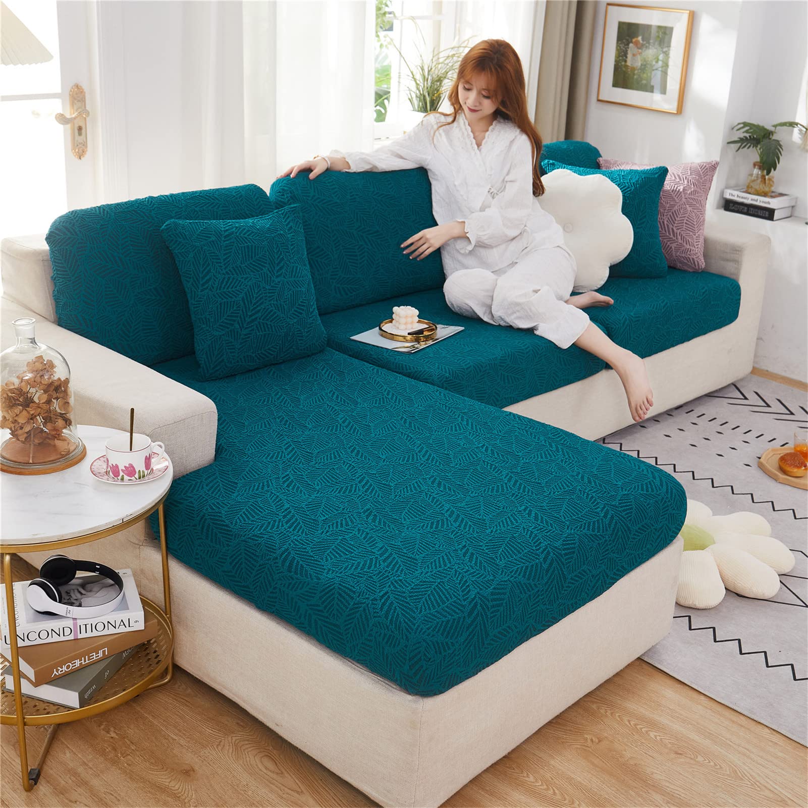 Amazon.com: Sofa Seat Cushion Cover, Jacquard Stretch Fitted Non