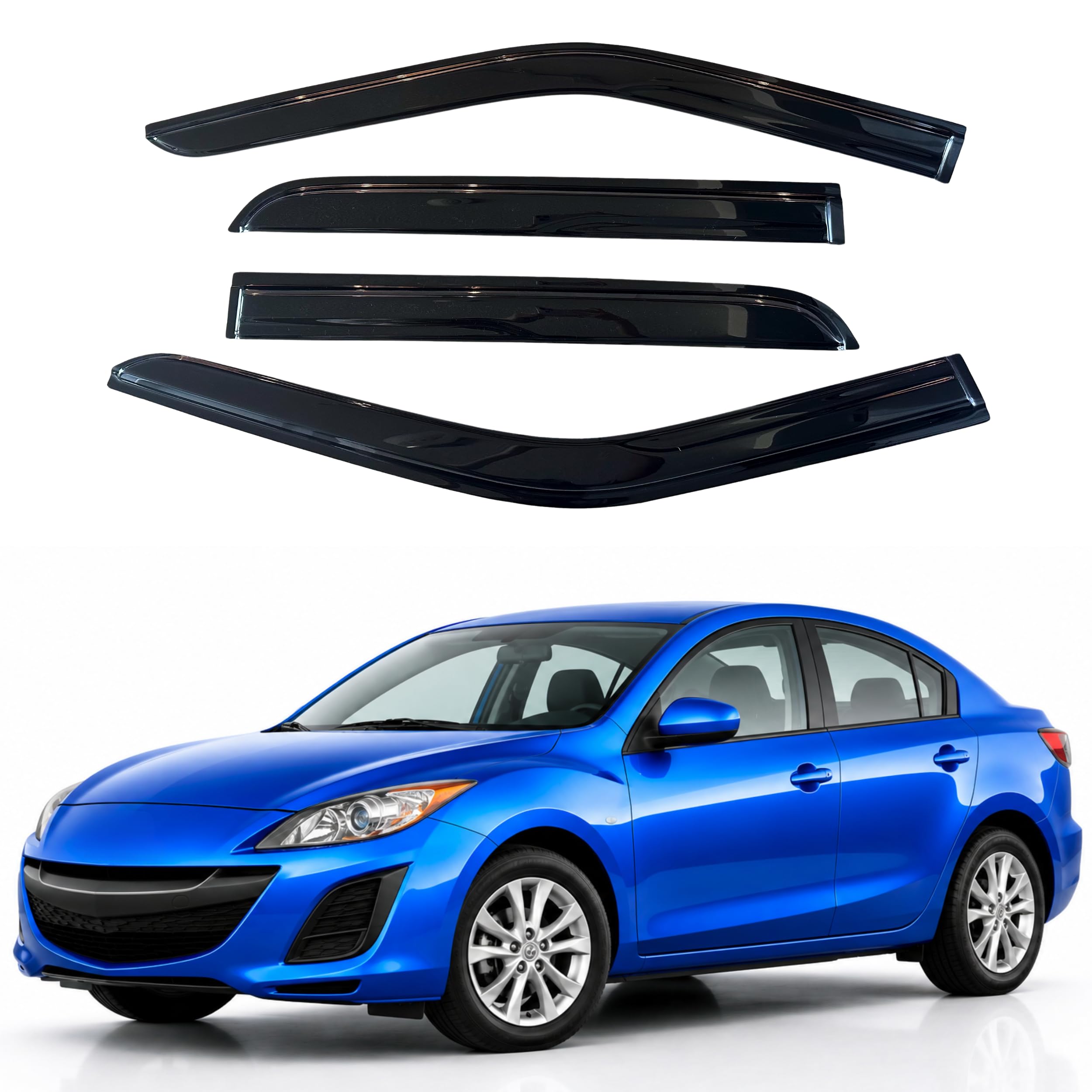 IG Window Visors Fit for 2014-2018 Mazda 3, Out-Channel Rain Guards Vent Wind Deflectors 4PC, Car Accessories for 14-18 Mazda 3