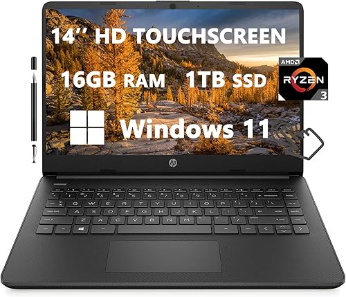 HP Computadoras portátiles con pantalla táctil HD de 14 pulgadas para estudiantes y negocios, AMD Ryzen 3 5300U (4 núcleos), gráficos AMD Radeon, 16