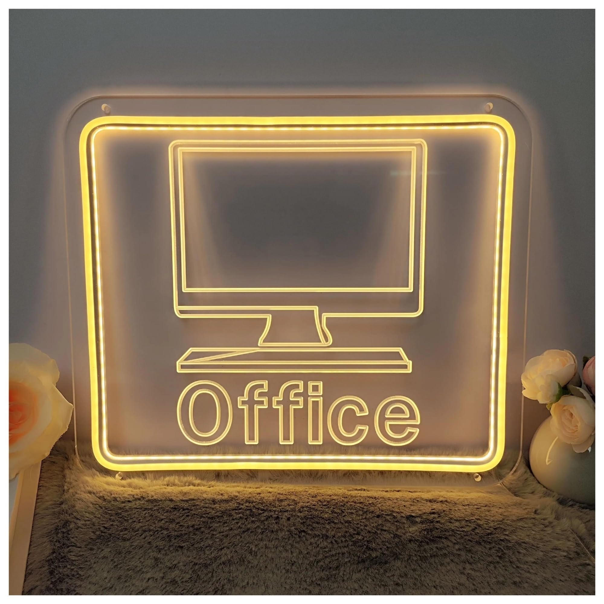 Lettera intagliata 3D per ufficio per insegne al per neon alimentate tramite per USB, luminosità regolabile per luci per adatte per decorazioni murali da negozio, 30 cm x 35