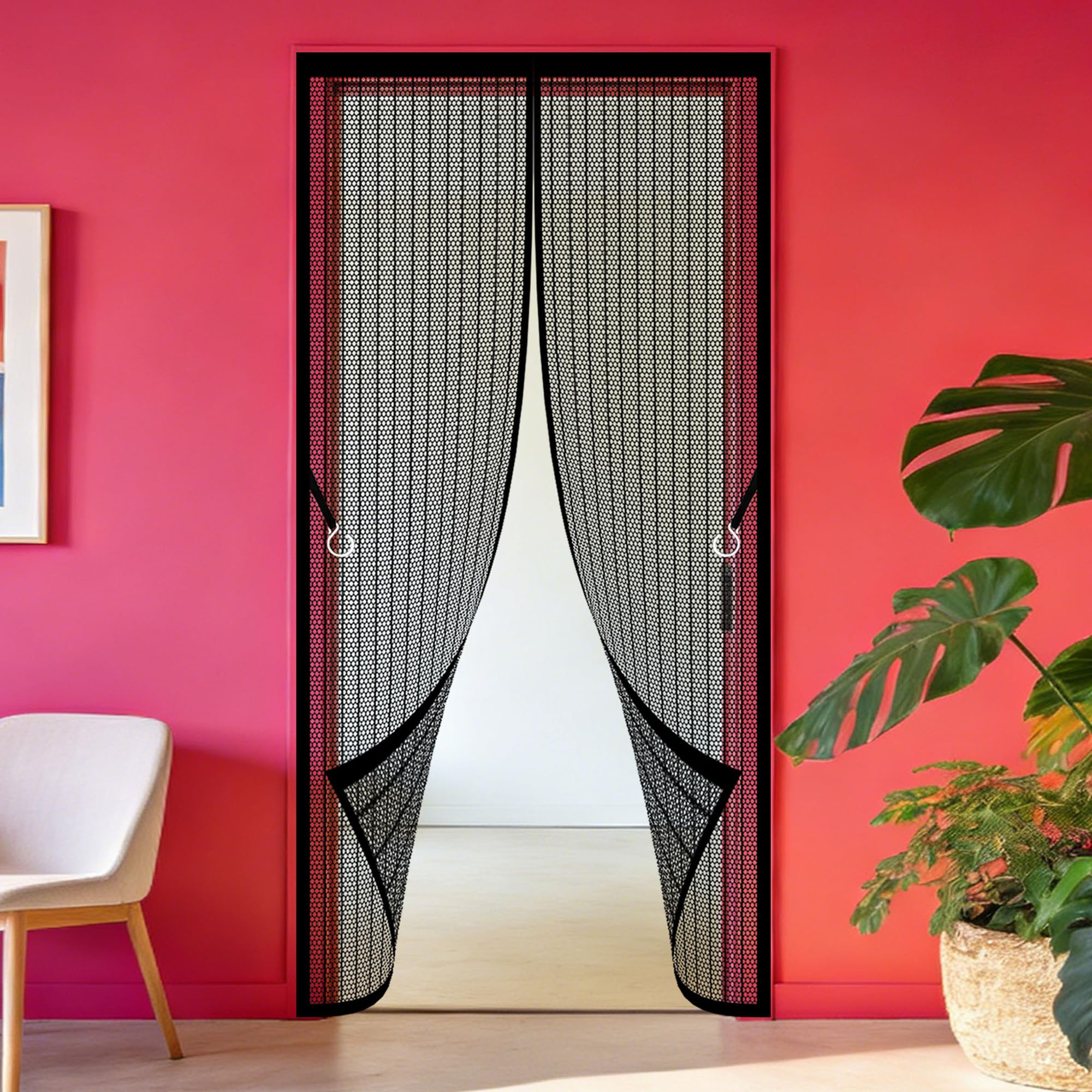 Magnetic Fly Insect Screen Door 89 x 229 cm Hundreds of Sizes Fly Nets for Doors Keep Fresh Air in Bugs Out Suitable for Patio Room Balcony Bedroom, Black